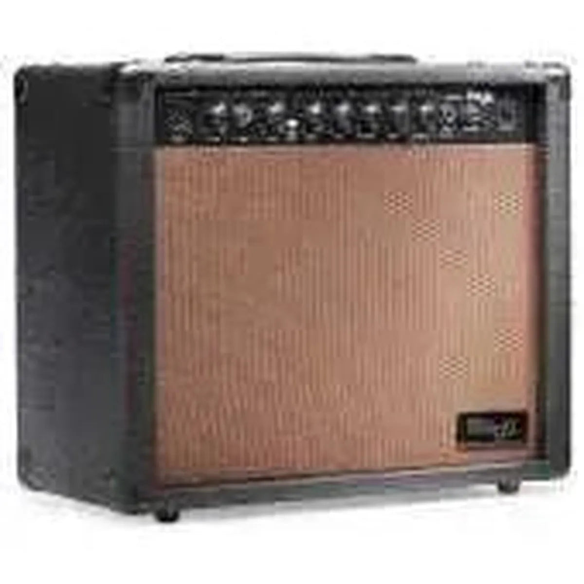 Stagg 40 AA R spring reverb acoustic guitar amplifier, front view with brown grille and control panel