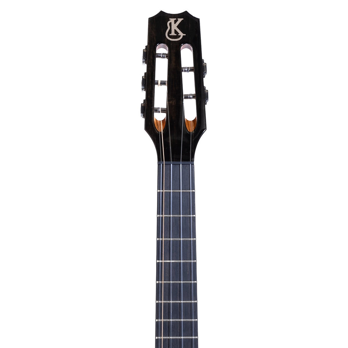 Kanile'a Willie K Premium koa 5-string super tenor ukulele, second headstock front with logo