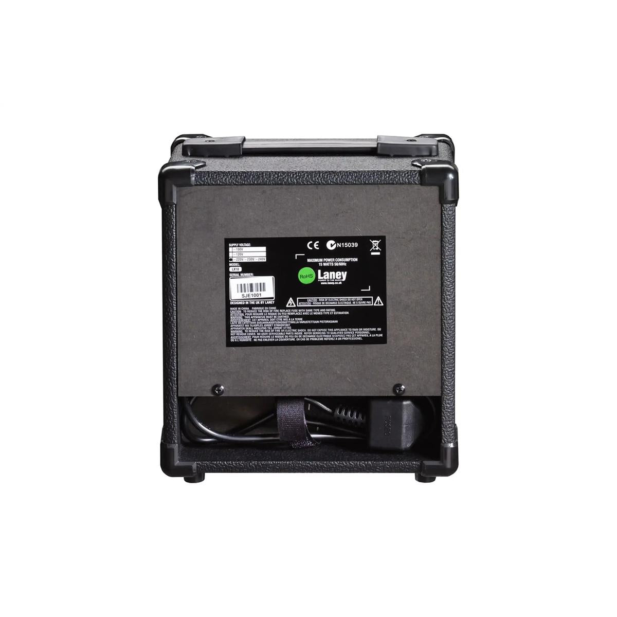 Laney LX10 black 10W combo amp, back with power cord