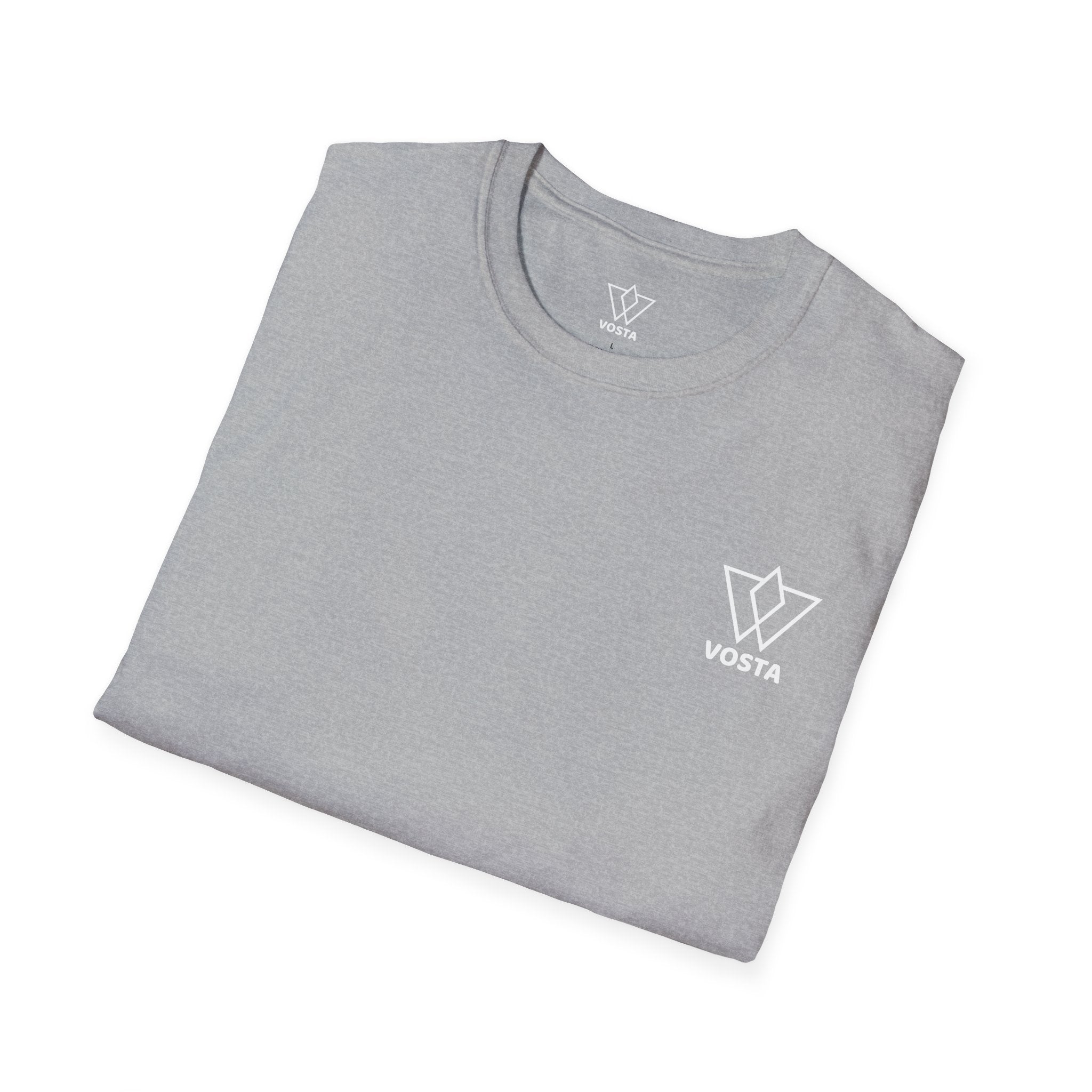Vosta Black T-Shirt - Minimalist White Logo Tee