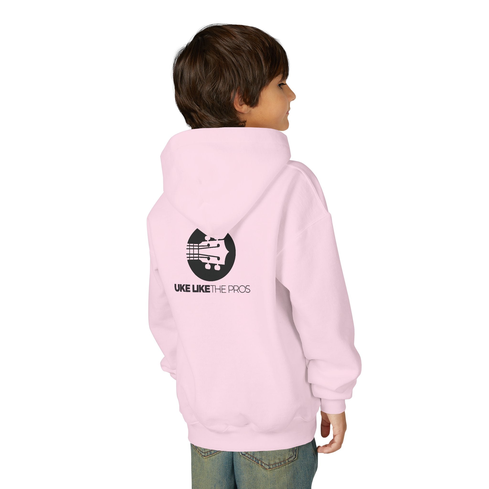 Uke Like The Pros Youth Hoodie — Black Logo
