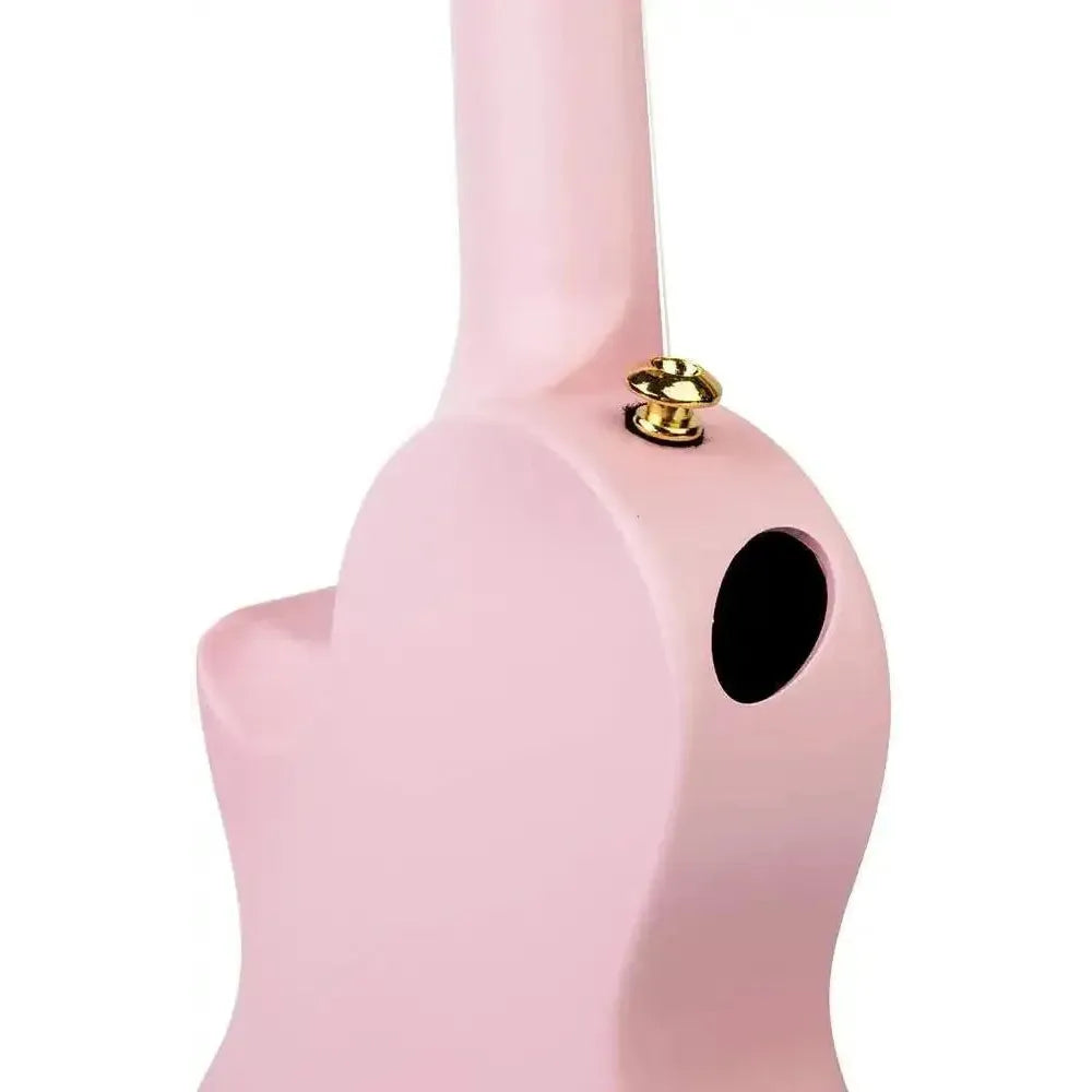 Back view of pink ukulele body with strap button, Terry Carter Music Store exclusive.