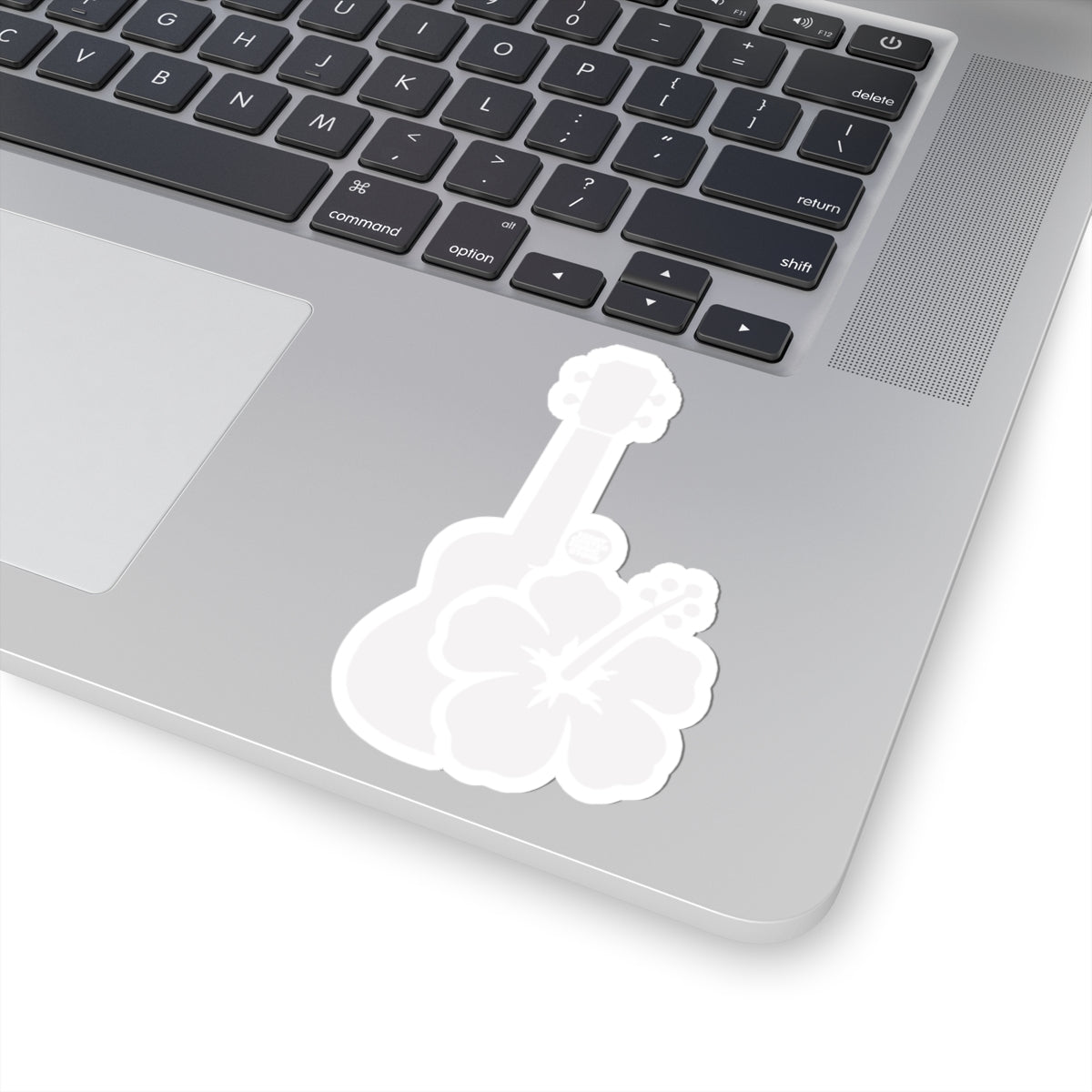 Hawaiian Ukulele Hibiscus Sticker - White Kiss-Cut Decal