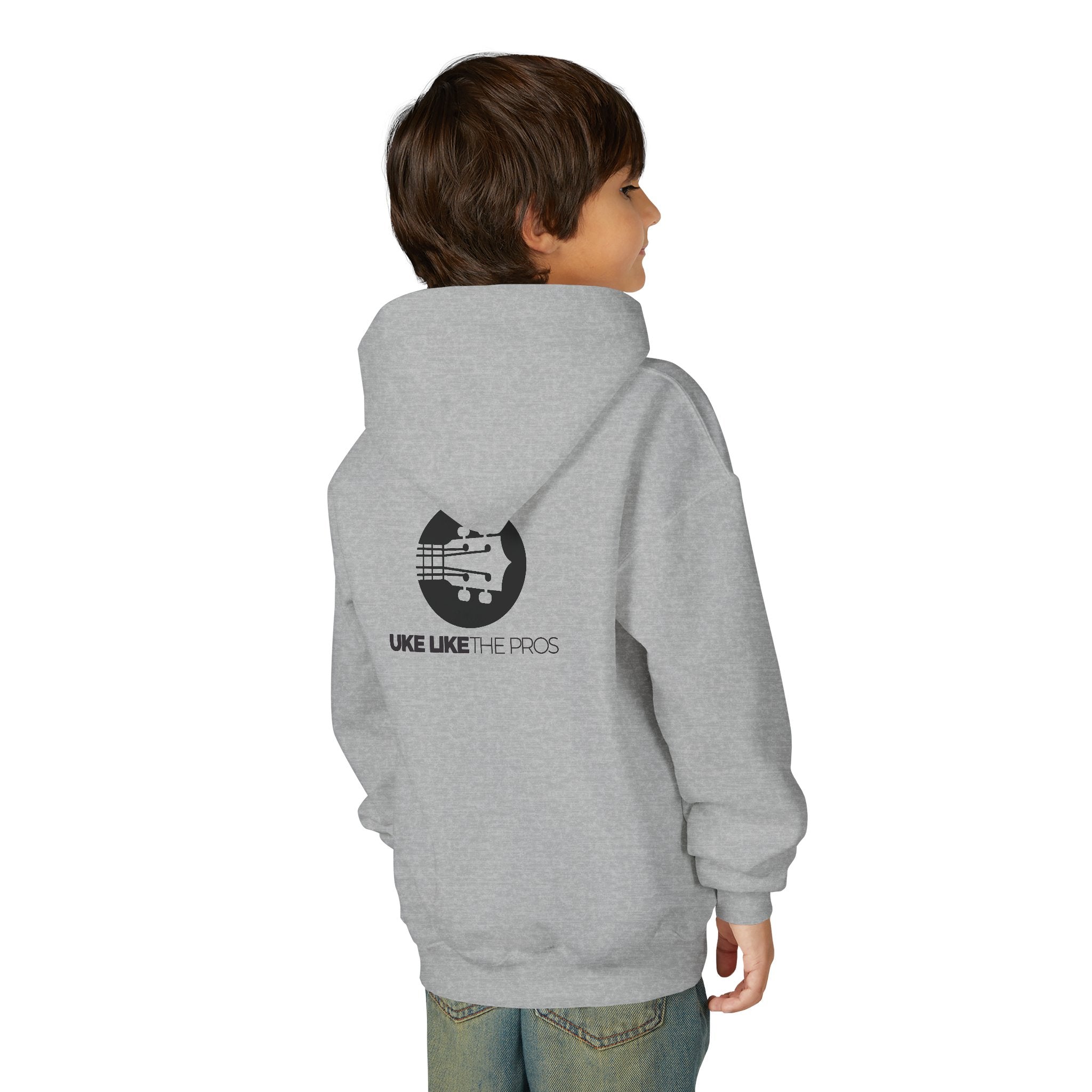 Uke Like The Pros Youth Hoodie — Black Logo