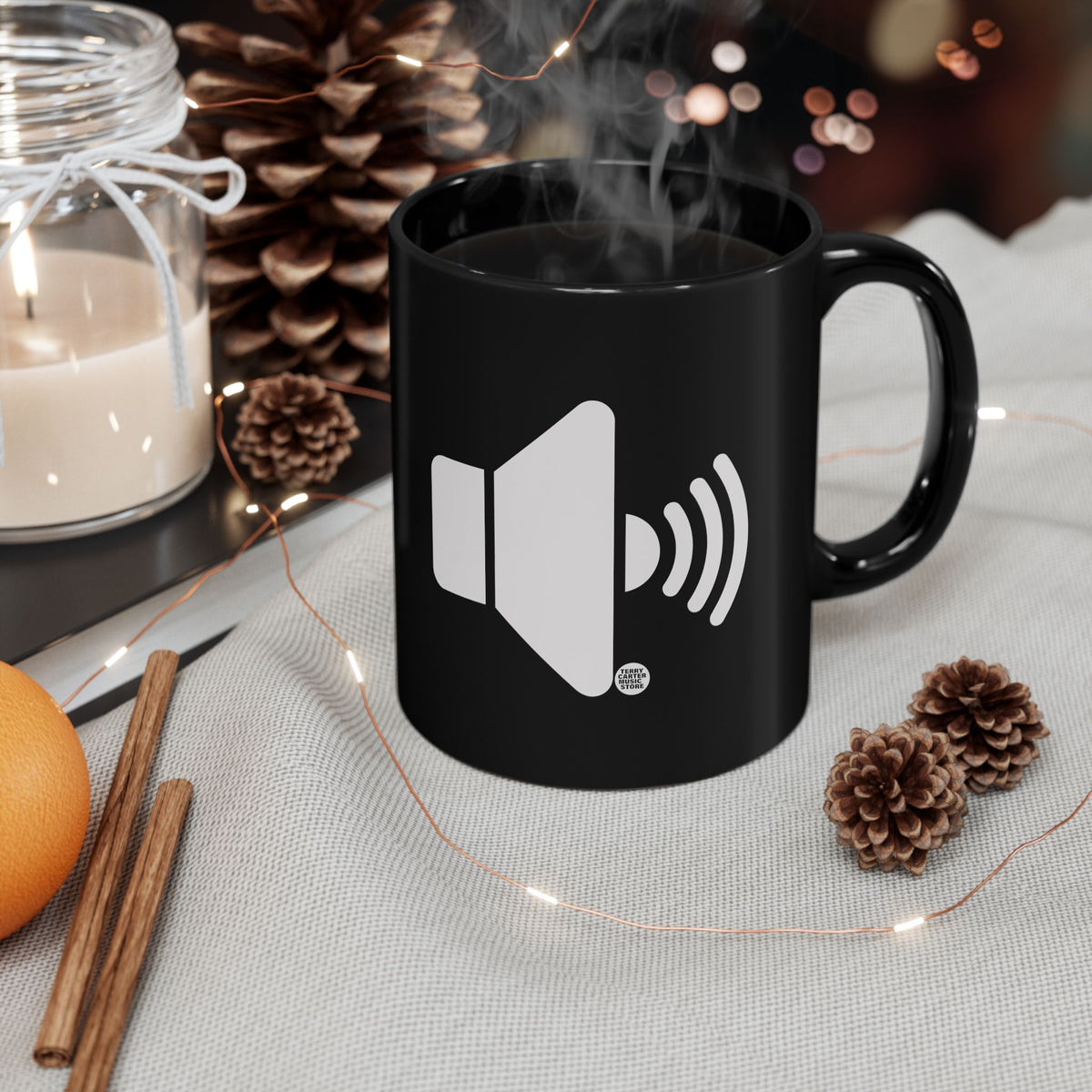 Sound On Speaker Icon Black Ceramic Mug - 11oz & 15oz