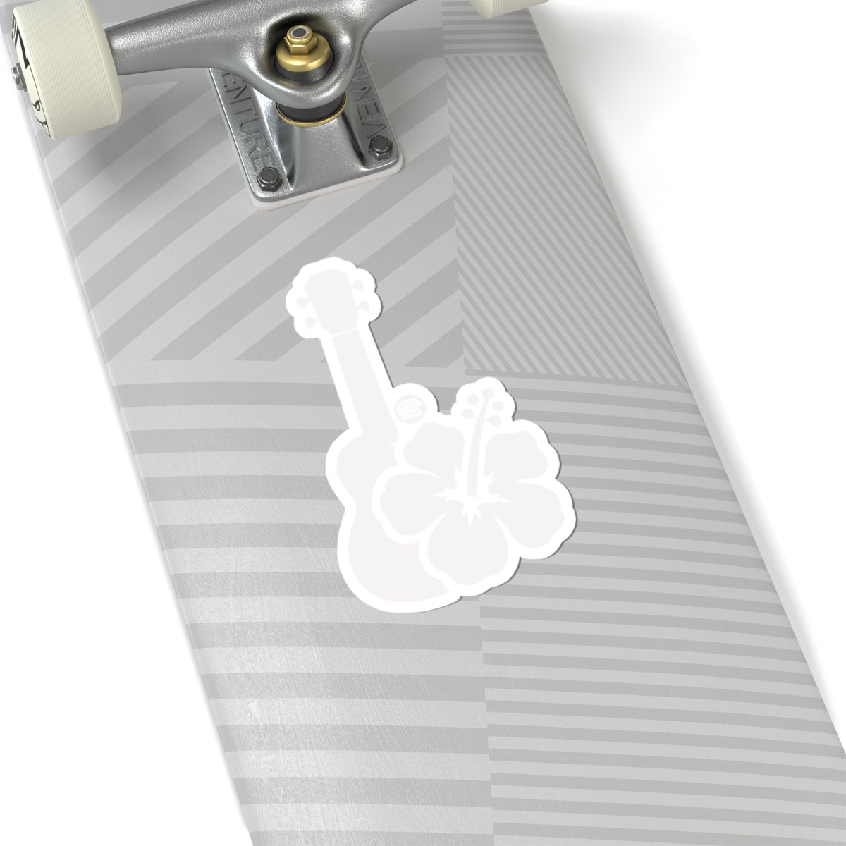 Hawaiian Ukulele Hibiscus Sticker - White Kiss-Cut Decal