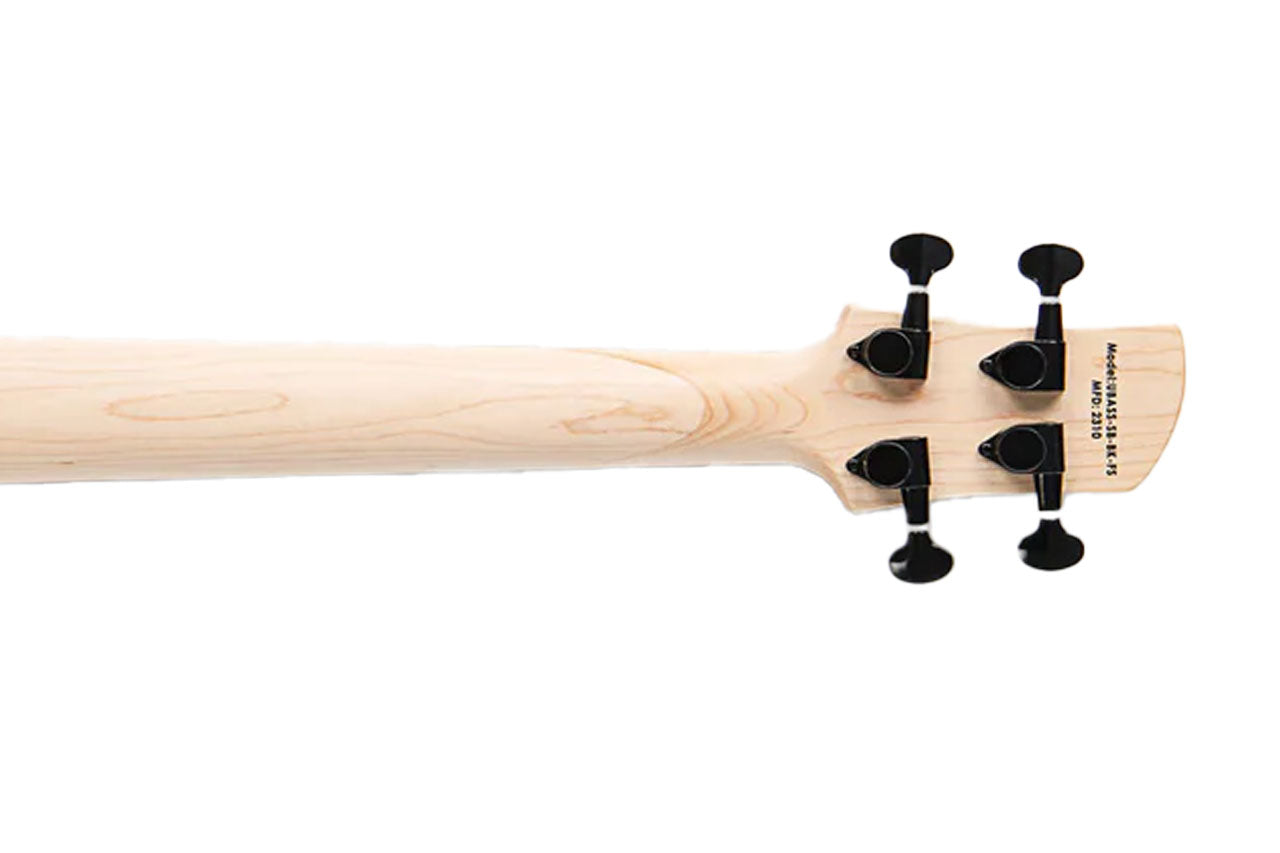 Kala UBASS-SB-BK-TRT-FS Jet Black Solid Body Fretted U•BASS w/ Tortoiseshell Pickguard