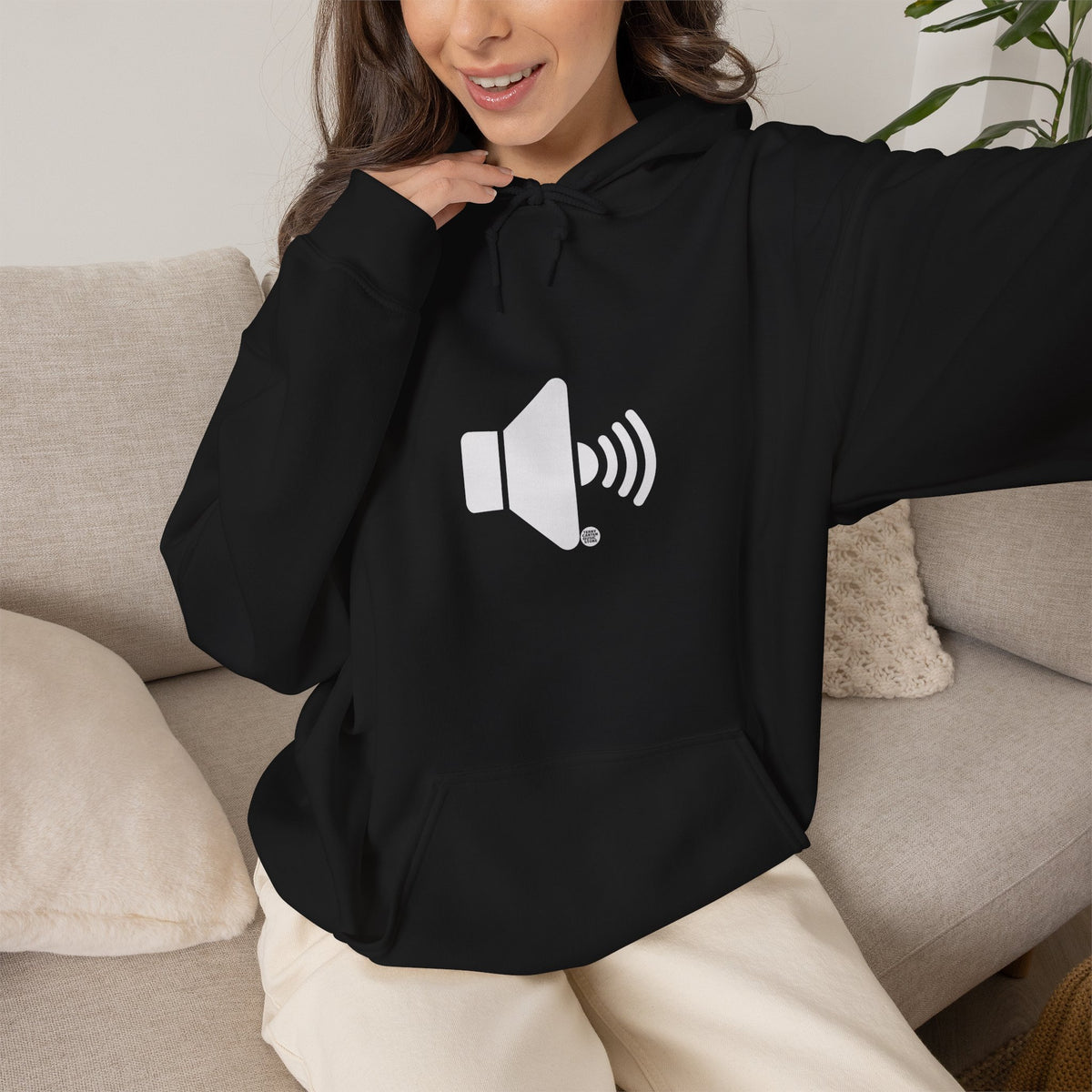 Sound On Speaker Icon Hoodie - White Logo