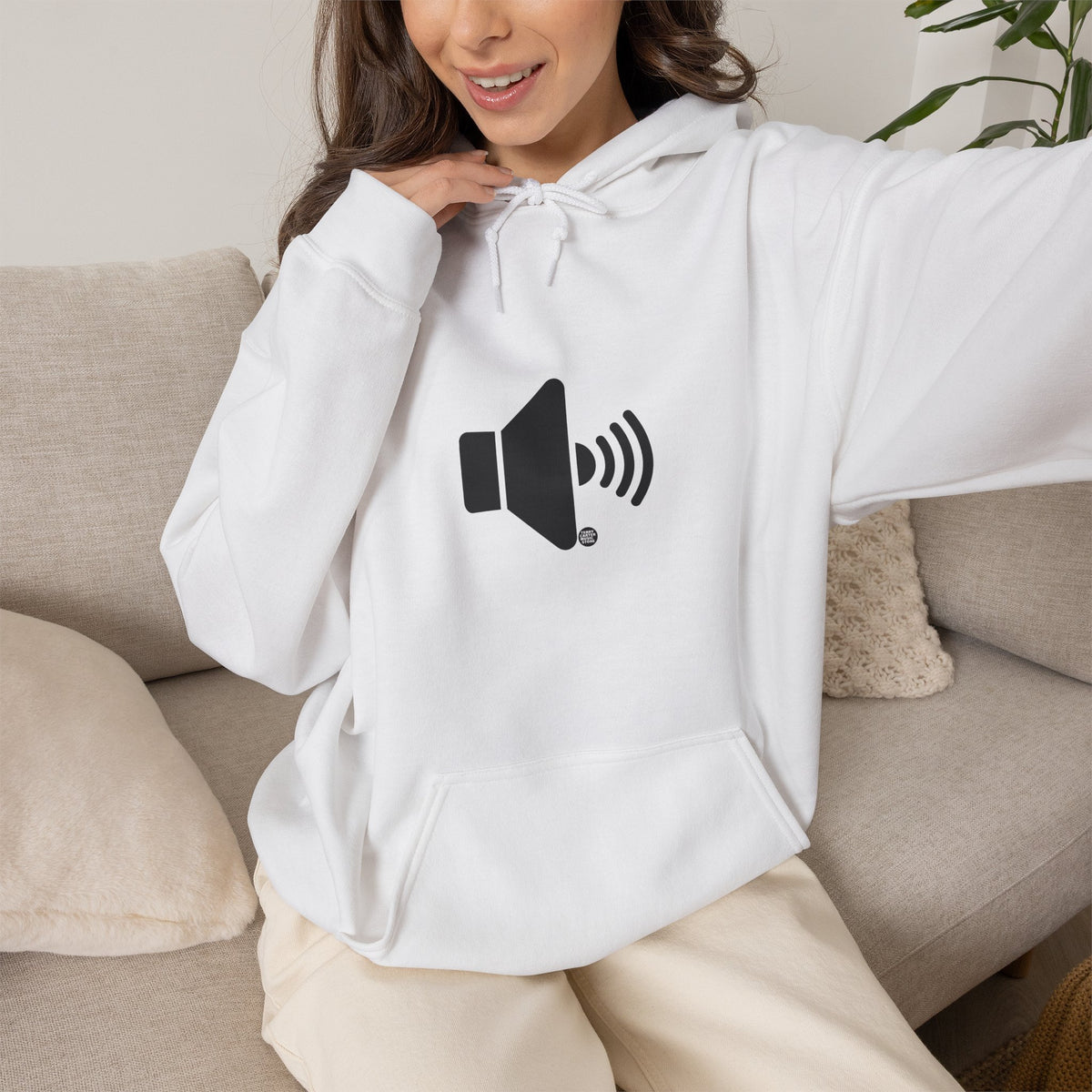Sound On Speaker Icon Hoodie – Black Logo