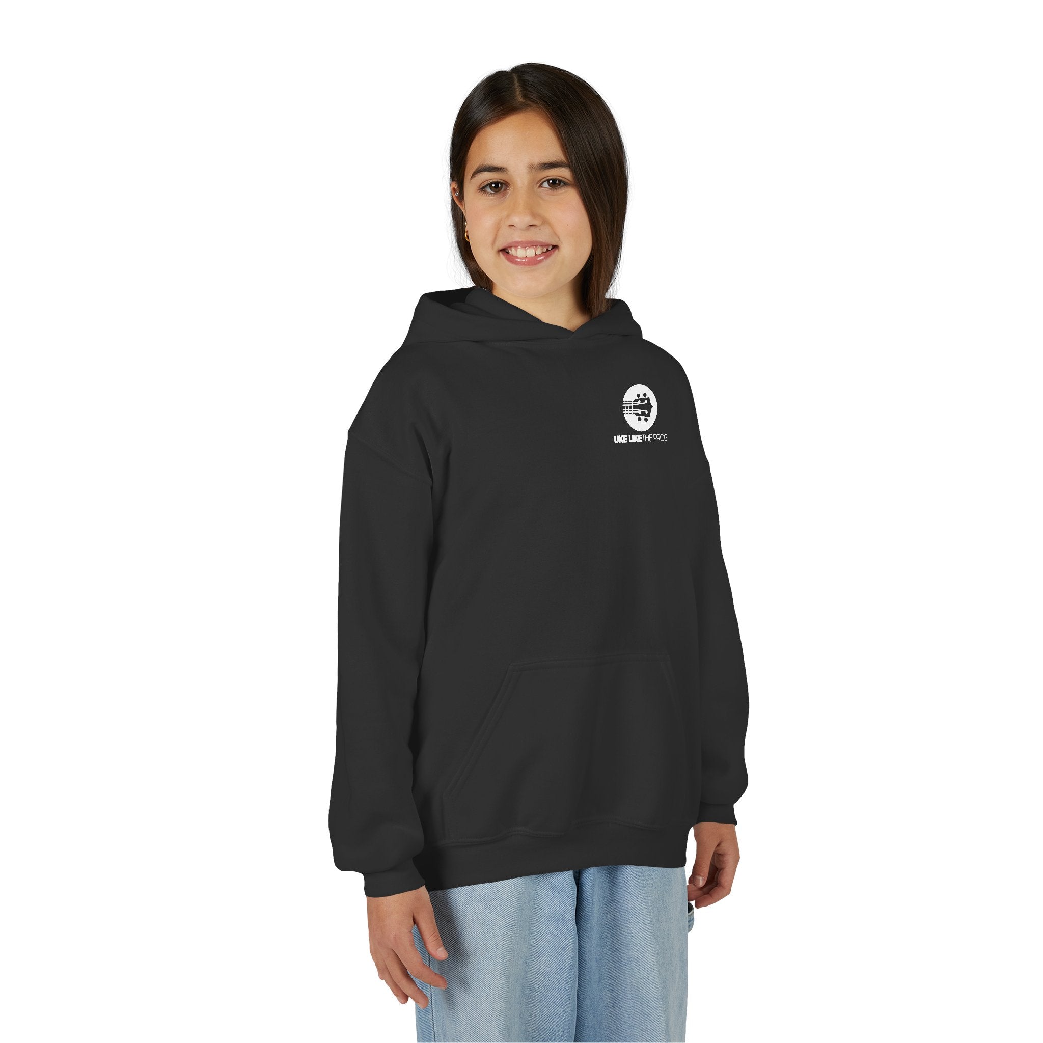 Uke Like The Pros Youth Hoodie - White Logo