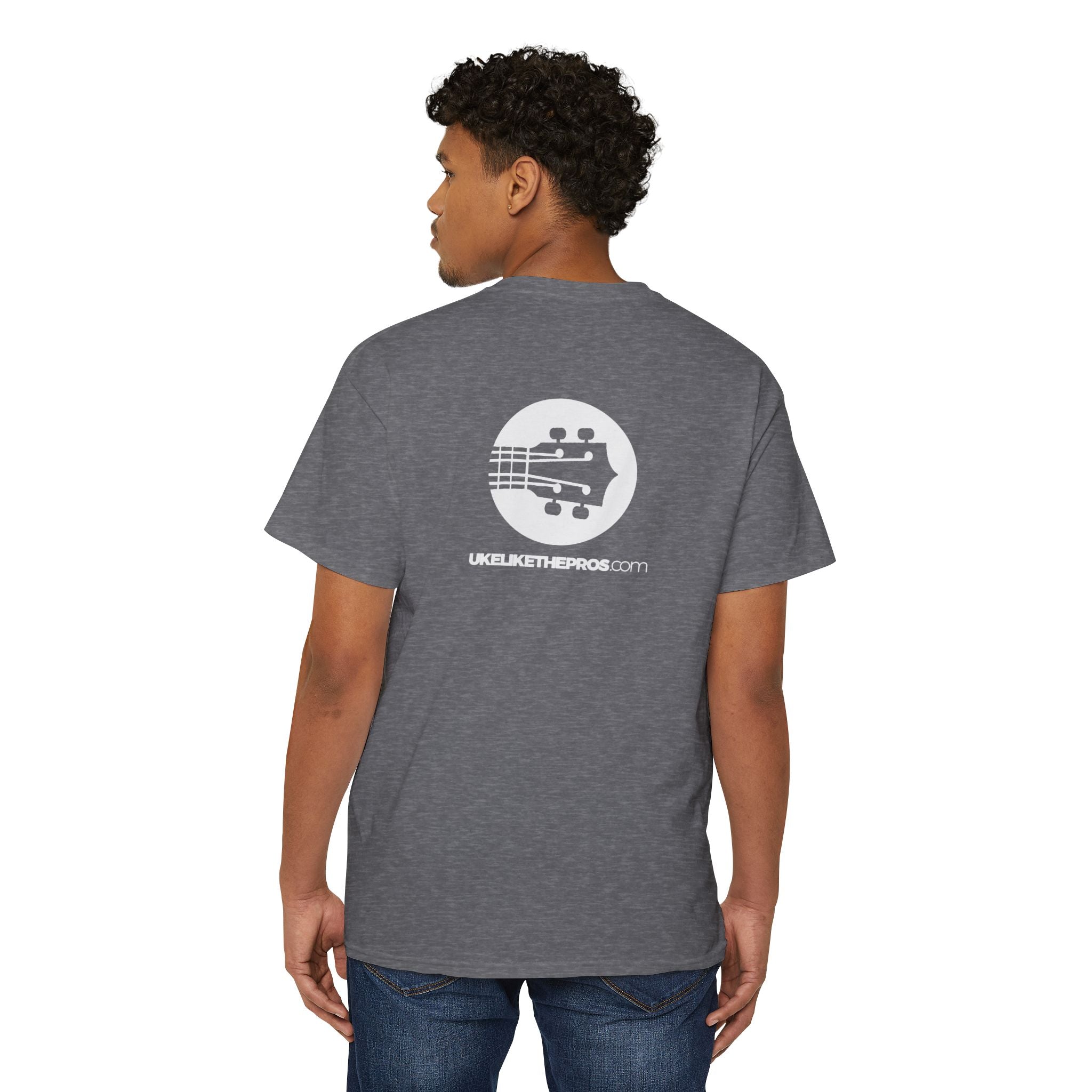 Uke Like The Pros T-Shirt - Small White Chest Logo