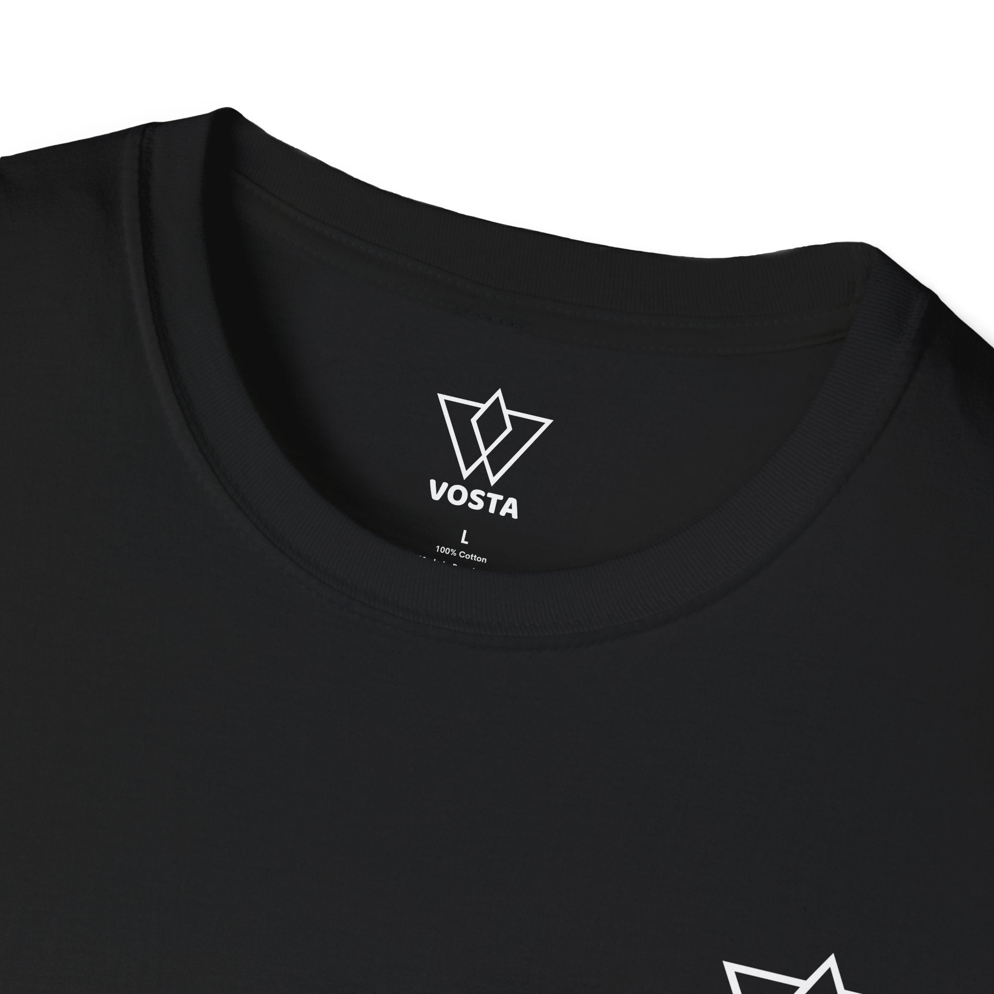 Vosta Black T-Shirt - Minimalist White Logo Tee