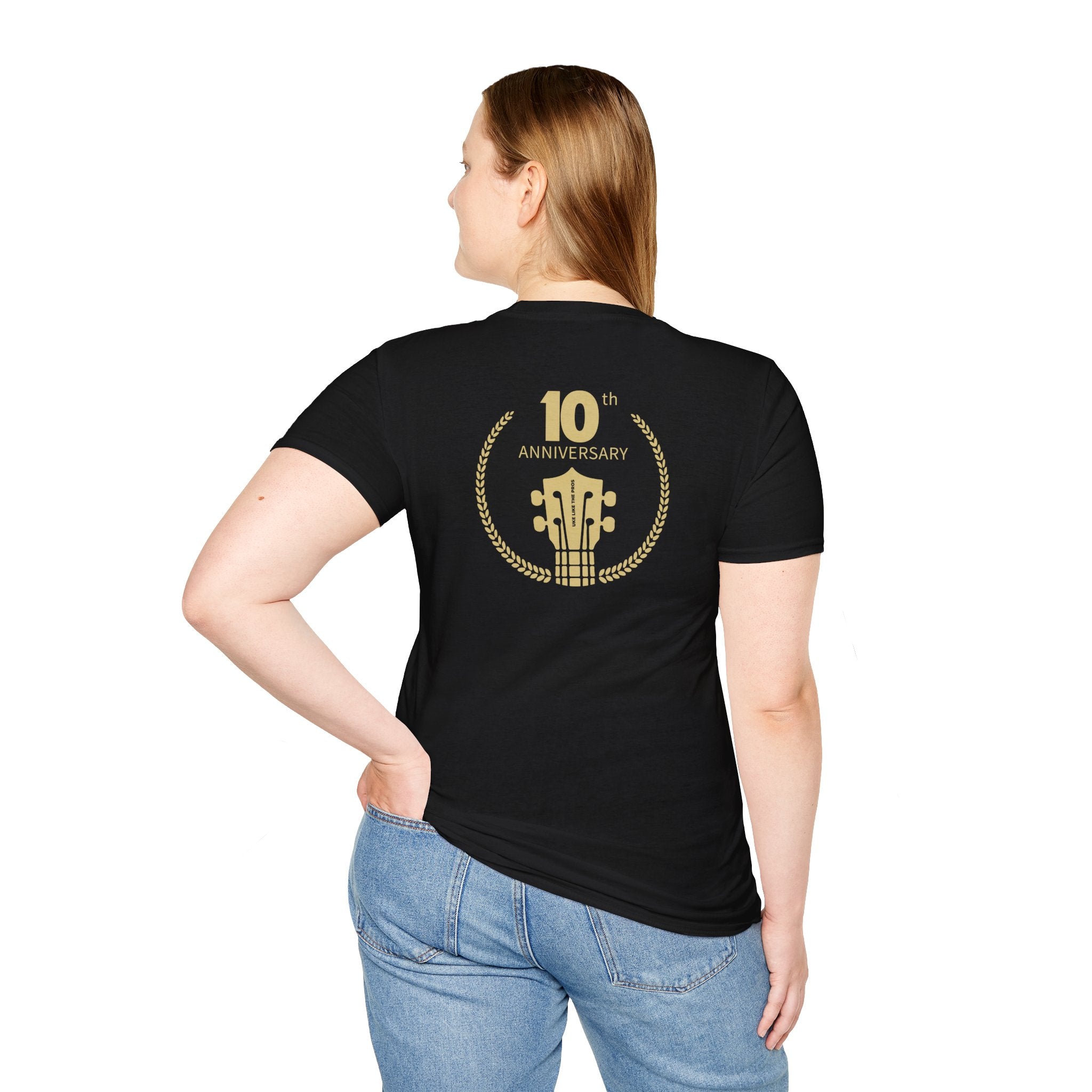 Uke Like The Pros 10th Anniversary T-Shirt — Gold Logo