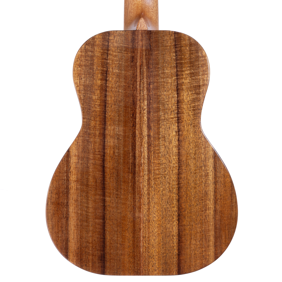 Back of Kanile'a KPA-T Deluxe tenor ukulele serial 30307 showing the koa back and mahogany neck heel