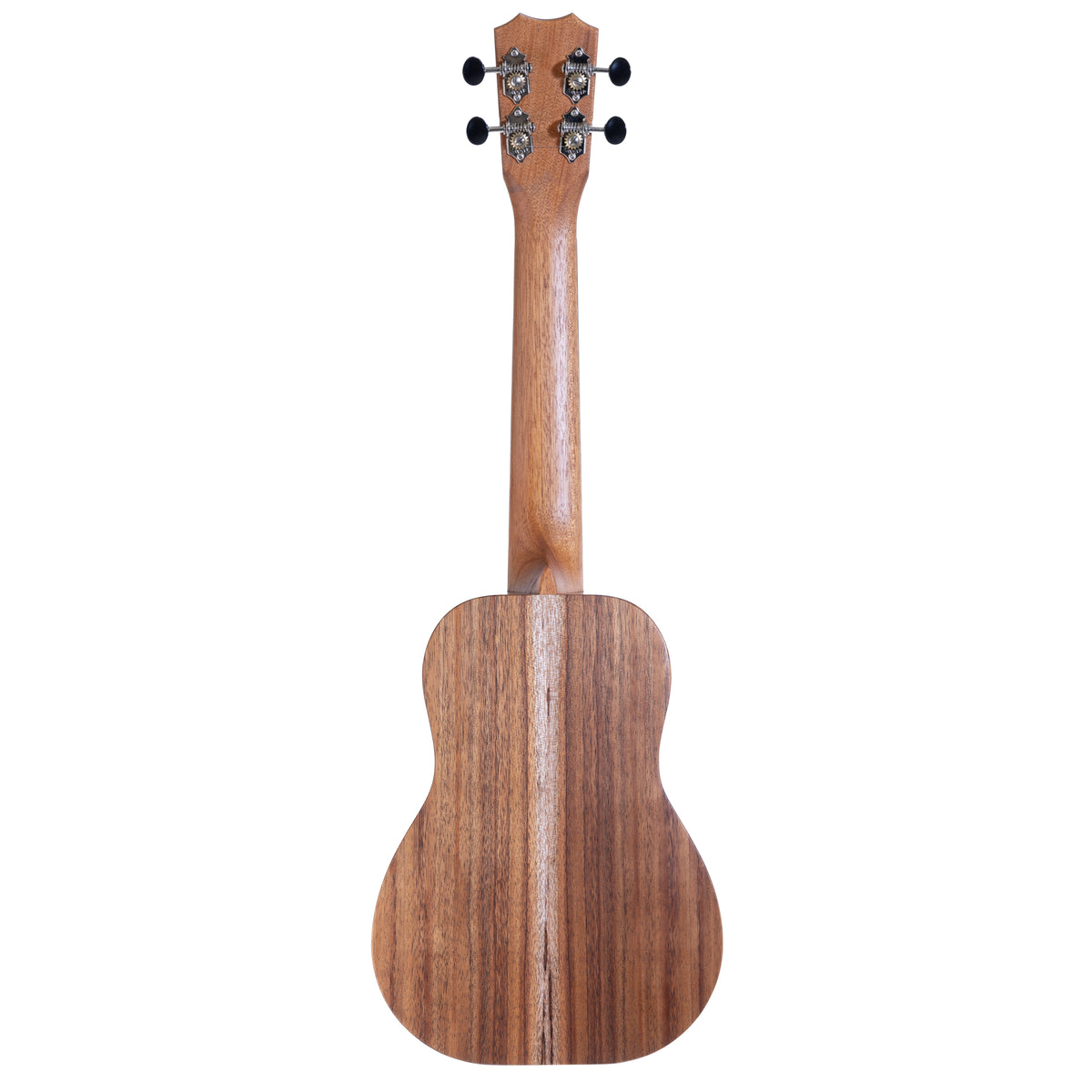Full back view of Kanile'a K-1 Natural concert ukulele serial 30188 with koa back, mahogany neck and tuners