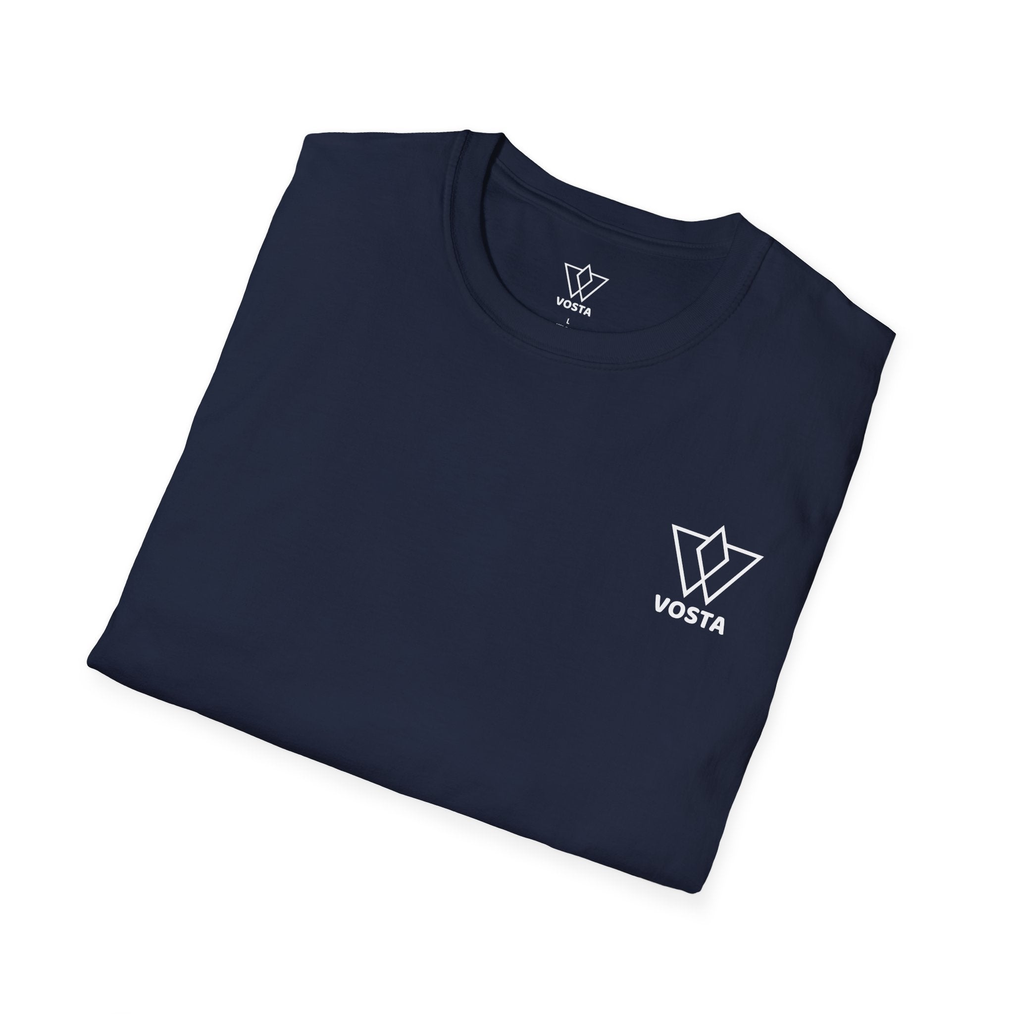 Vosta Black T-Shirt - Minimalist White Logo Tee