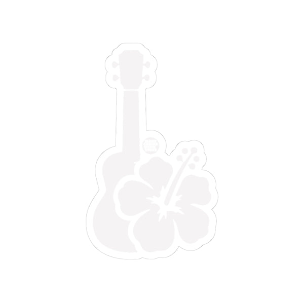 Hawaiian Ukulele Hibiscus Sticker - White Kiss-Cut Decal