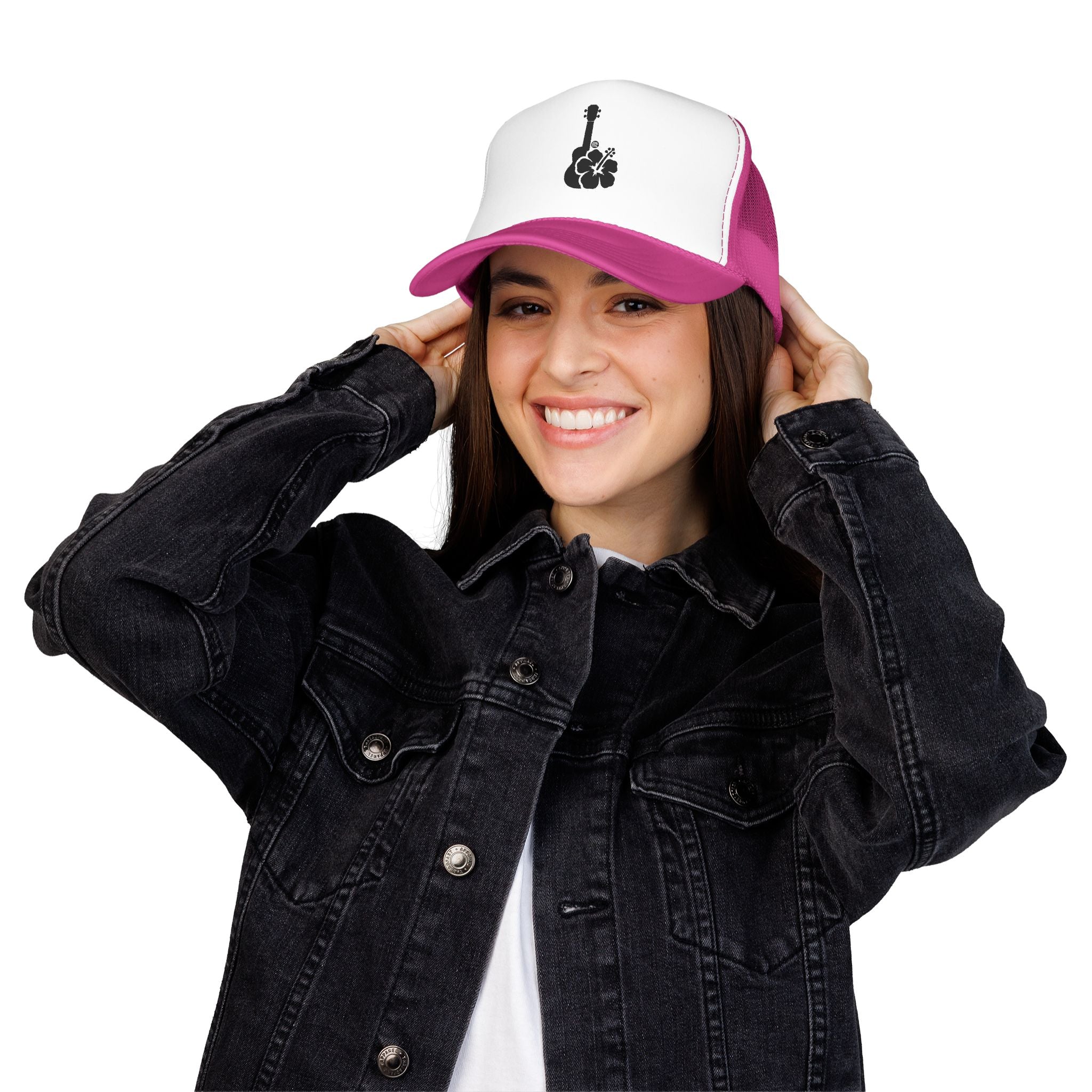 Ukulele Musician Foam Trucker Hat - Hibiscus