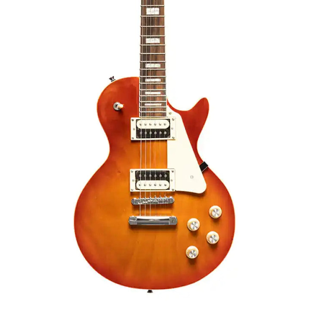 Body front of the Stagg SEL-STD Standard Series Electric Guitar - Violin Burst, with some of the fretboard