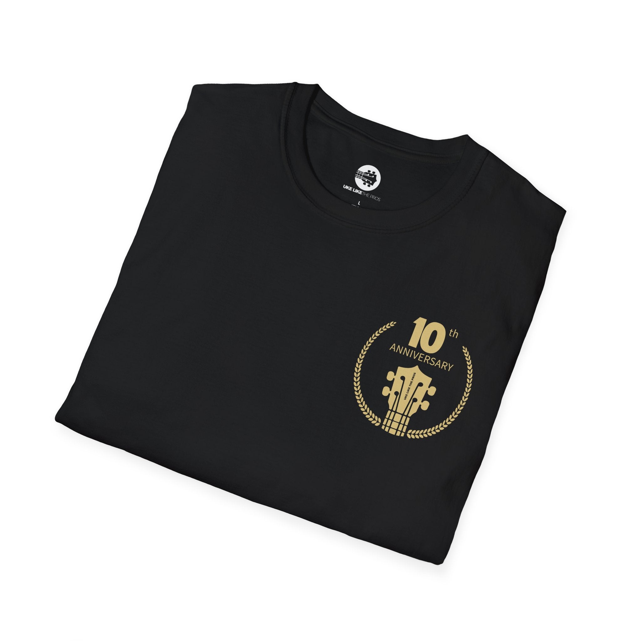 Uke Like The Pros 10th Anniversary T-Shirt — Gold Logo