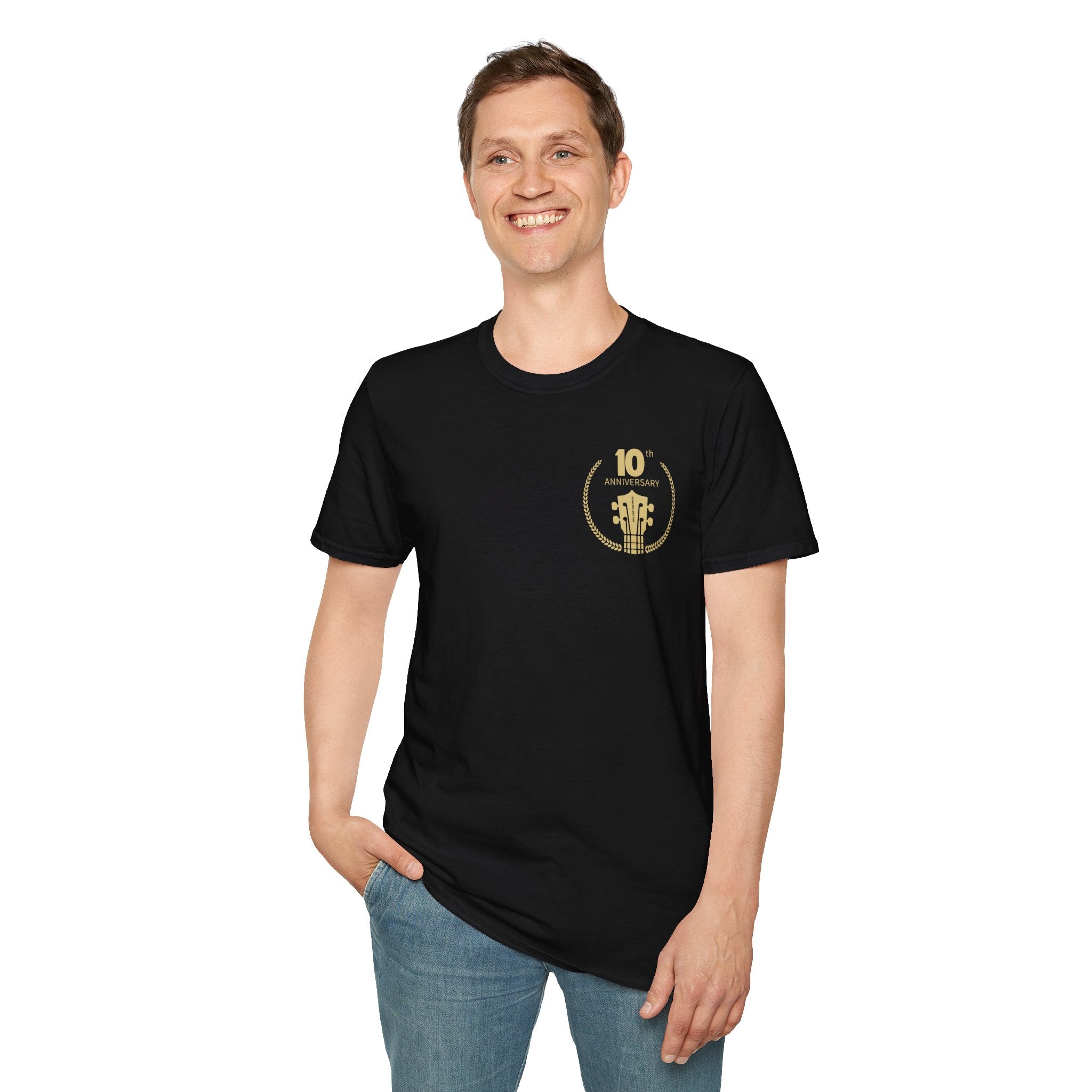 Uke Like The Pros 10th Anniversary T-Shirt — Gold Logo