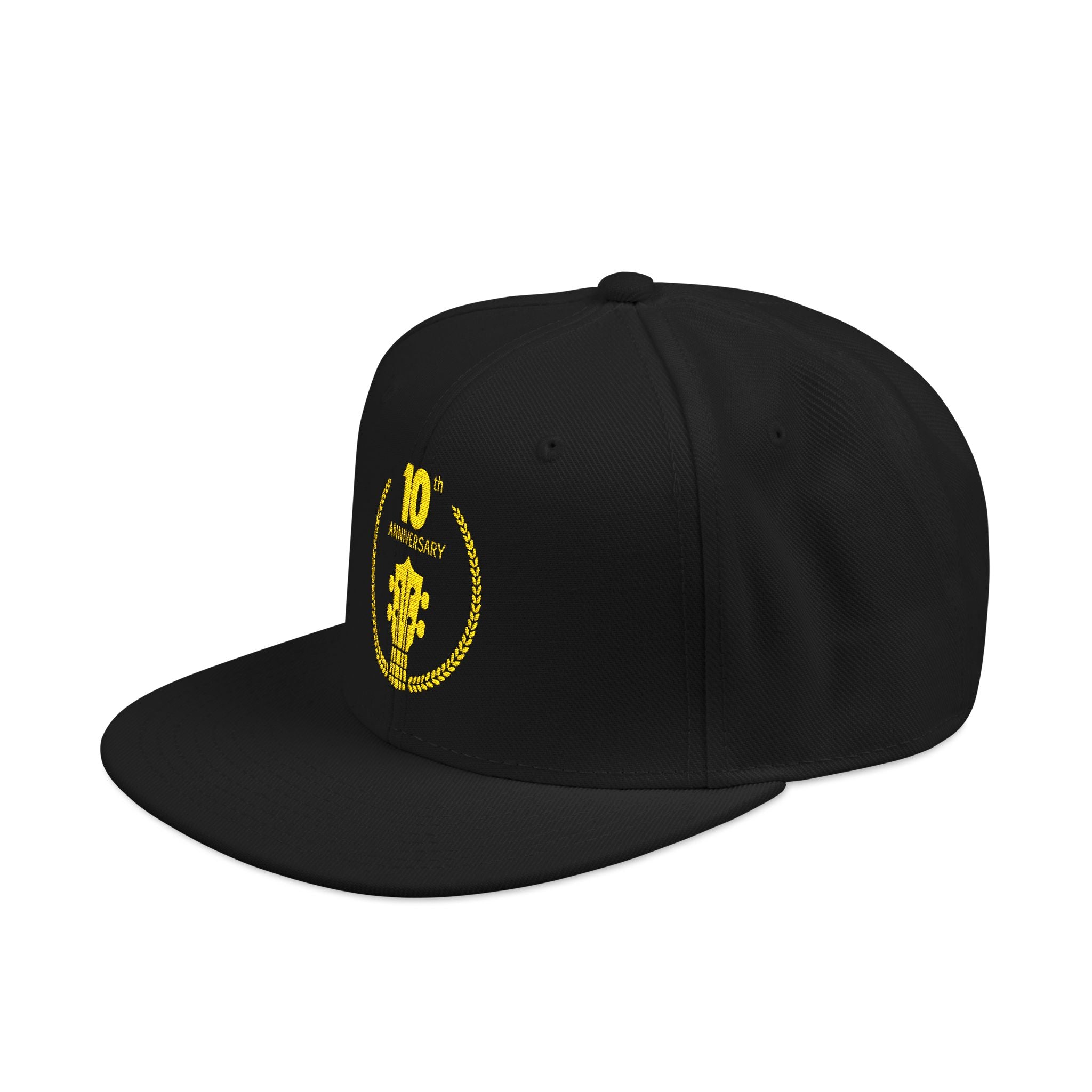 Uke Like The Pros 10th Anniversary Embroidered Snapback Hat - Gold Logo