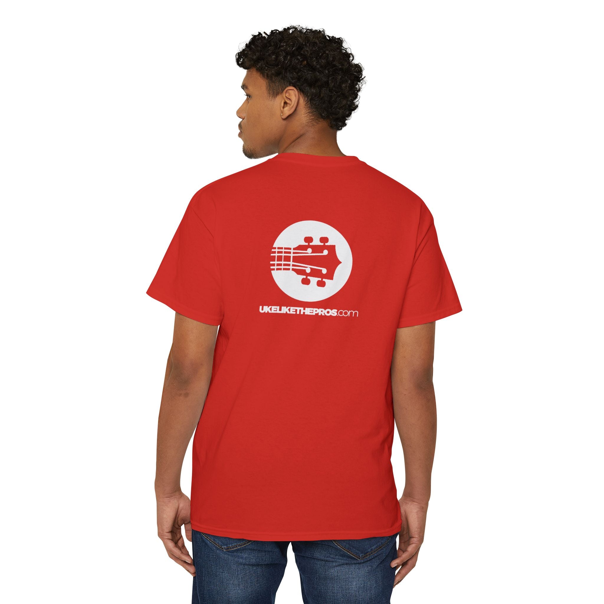 Uke Like The Pros T-Shirt - Small White Chest Logo