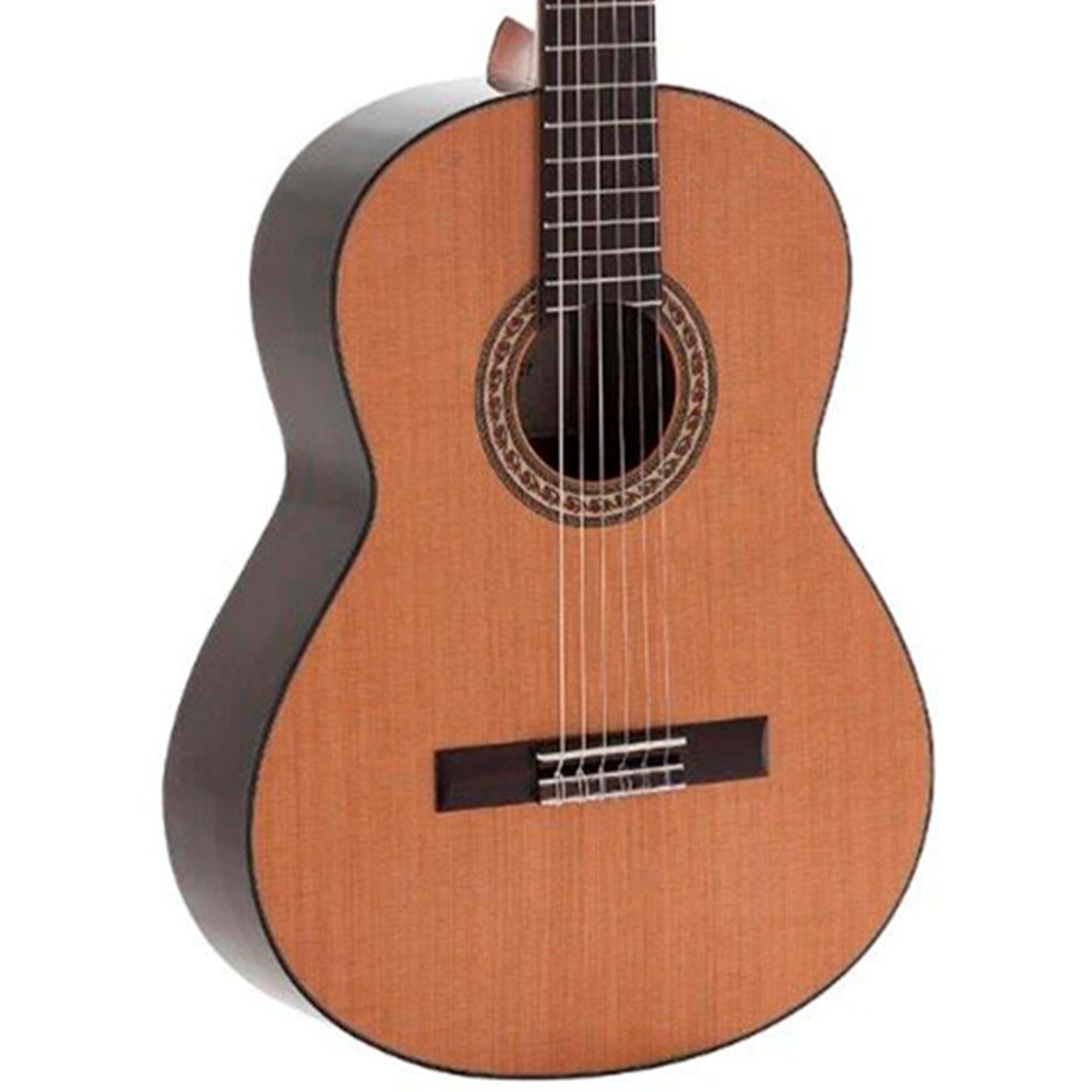 Admira A6-FISHMAN BLEN guitar with a wooden body and black pickguard on a white background