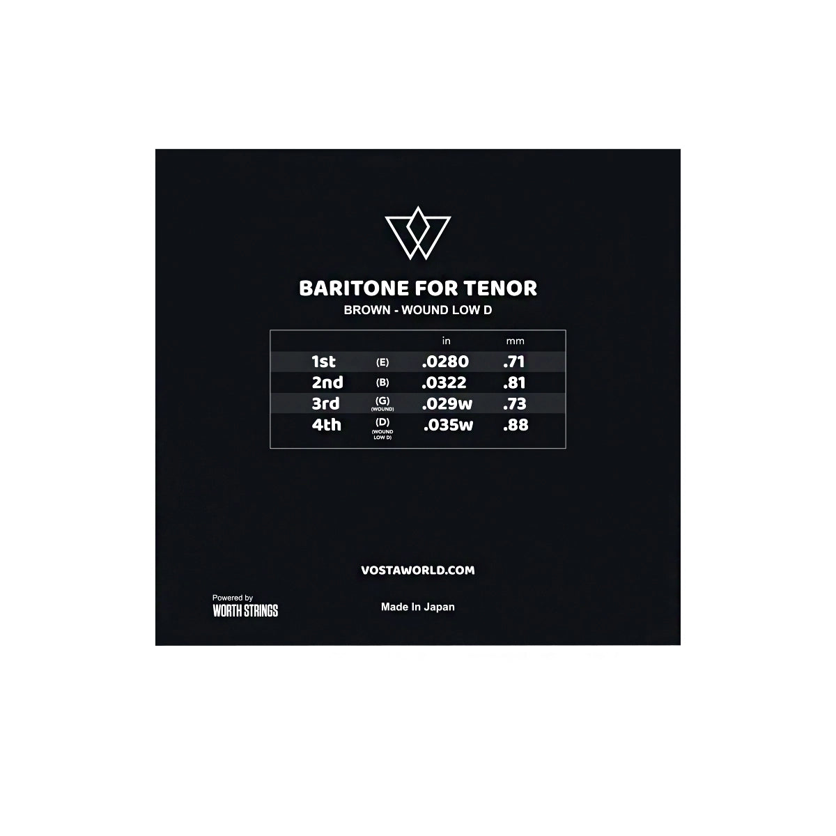 Vosta Black Nylon Baritone For Tenor Ukulele Strings