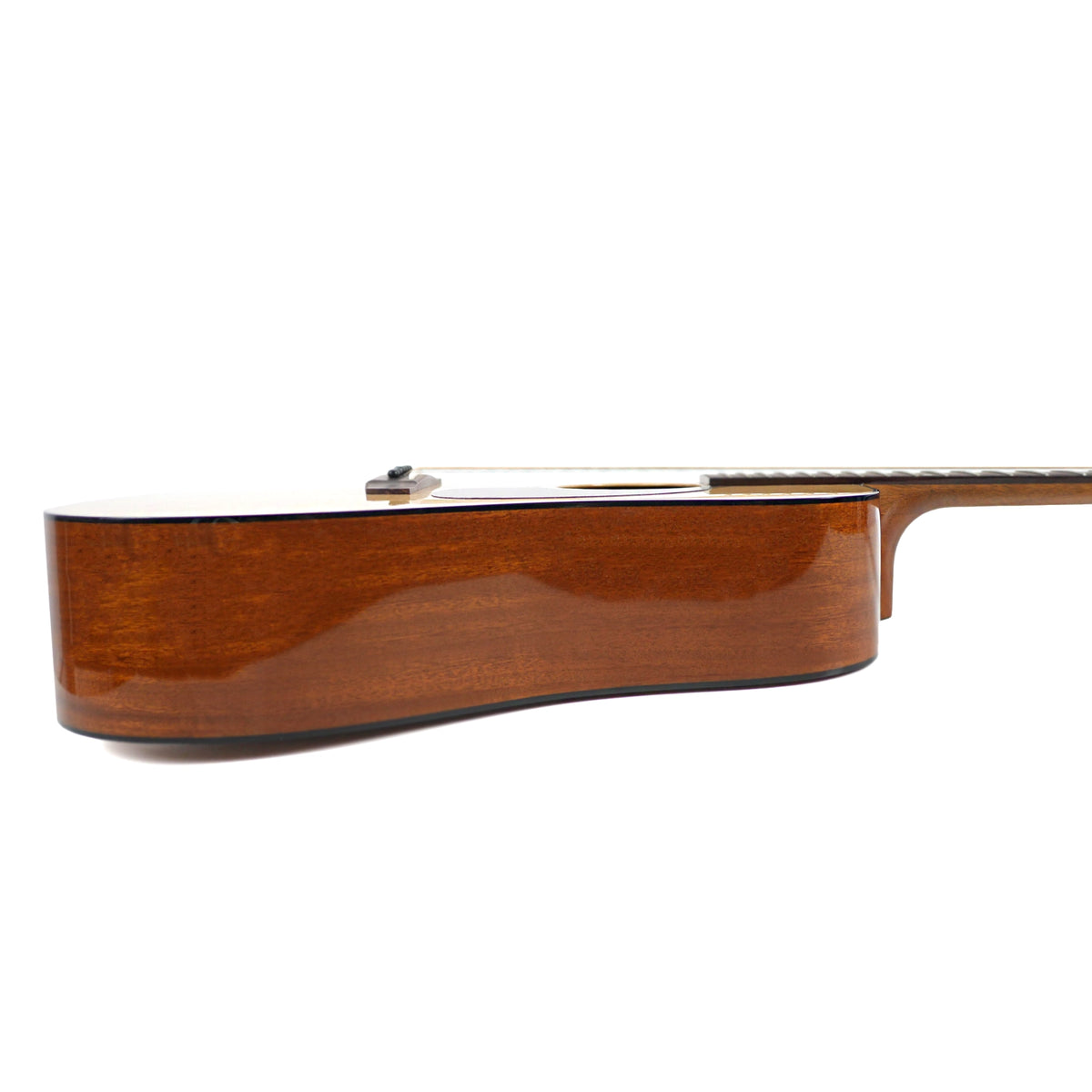 The side profile highlights the mahogany sides and glossy finish of the Blueridge BR-40 Dreadnought Guitar.