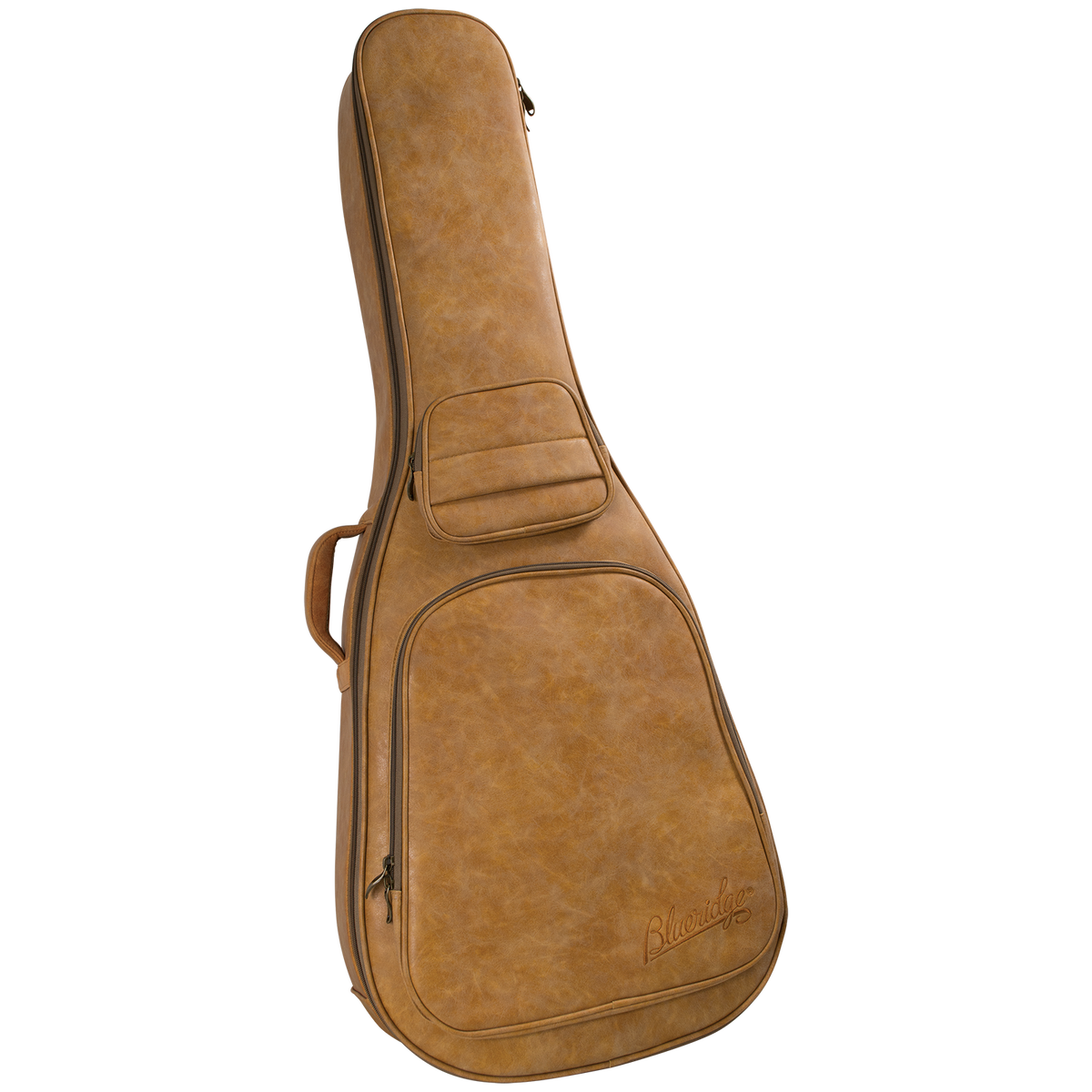 ProTour BV-2510B deluxe guitar gig bag in tan, front with a zip pocket and the Blueridge script logo