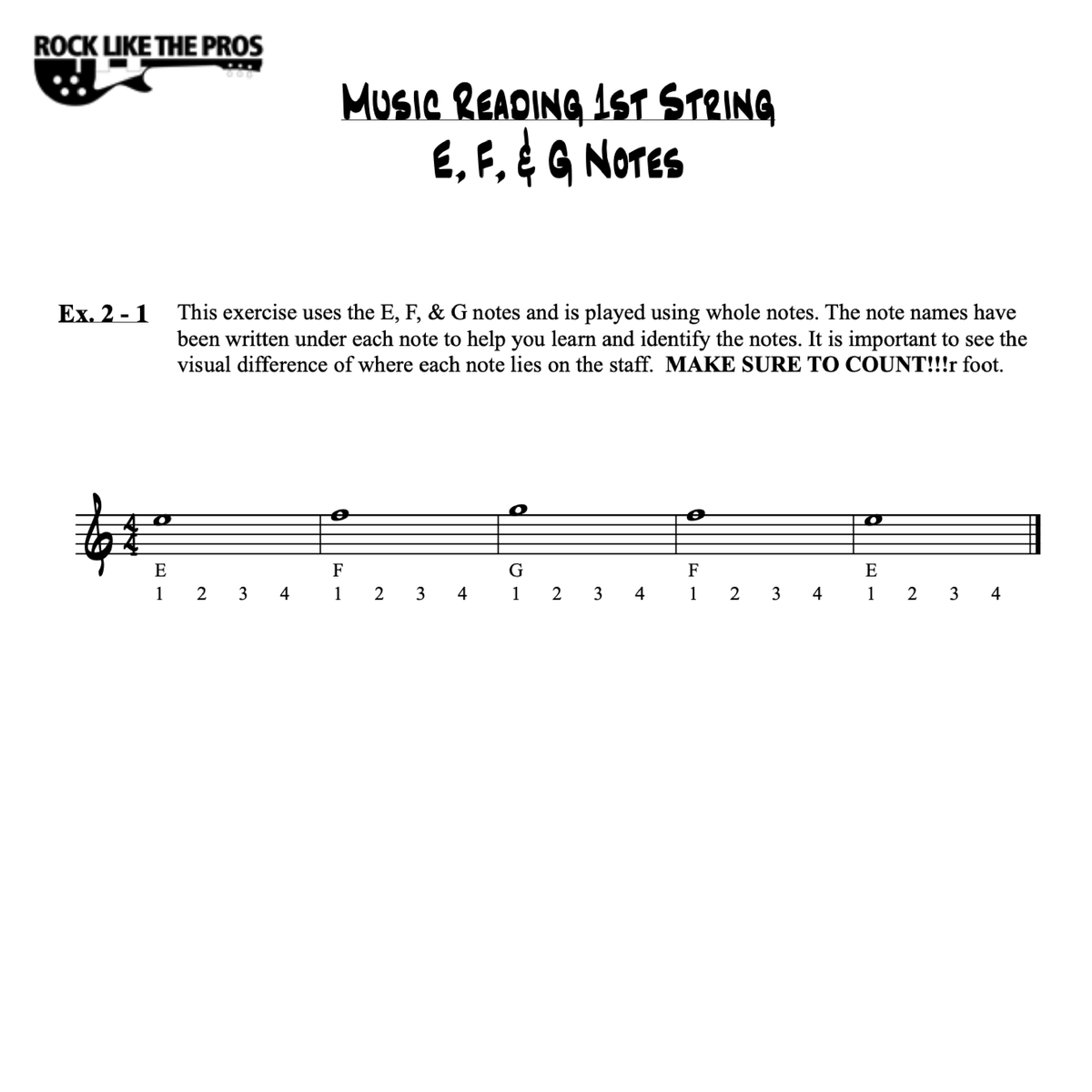 Beginning Music Reading For Guitar Course - Rock Like The Pros