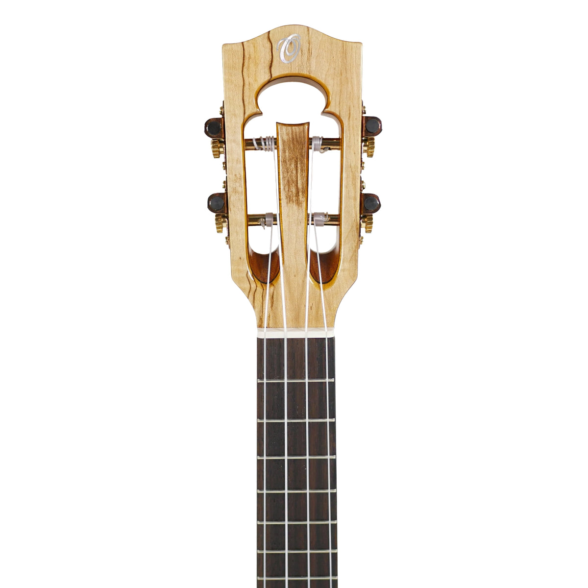 The Ohana CK-450SMP Concert Ukulele features a classic open-slotted headstock with deluxe antique-finish open-geared tuners.