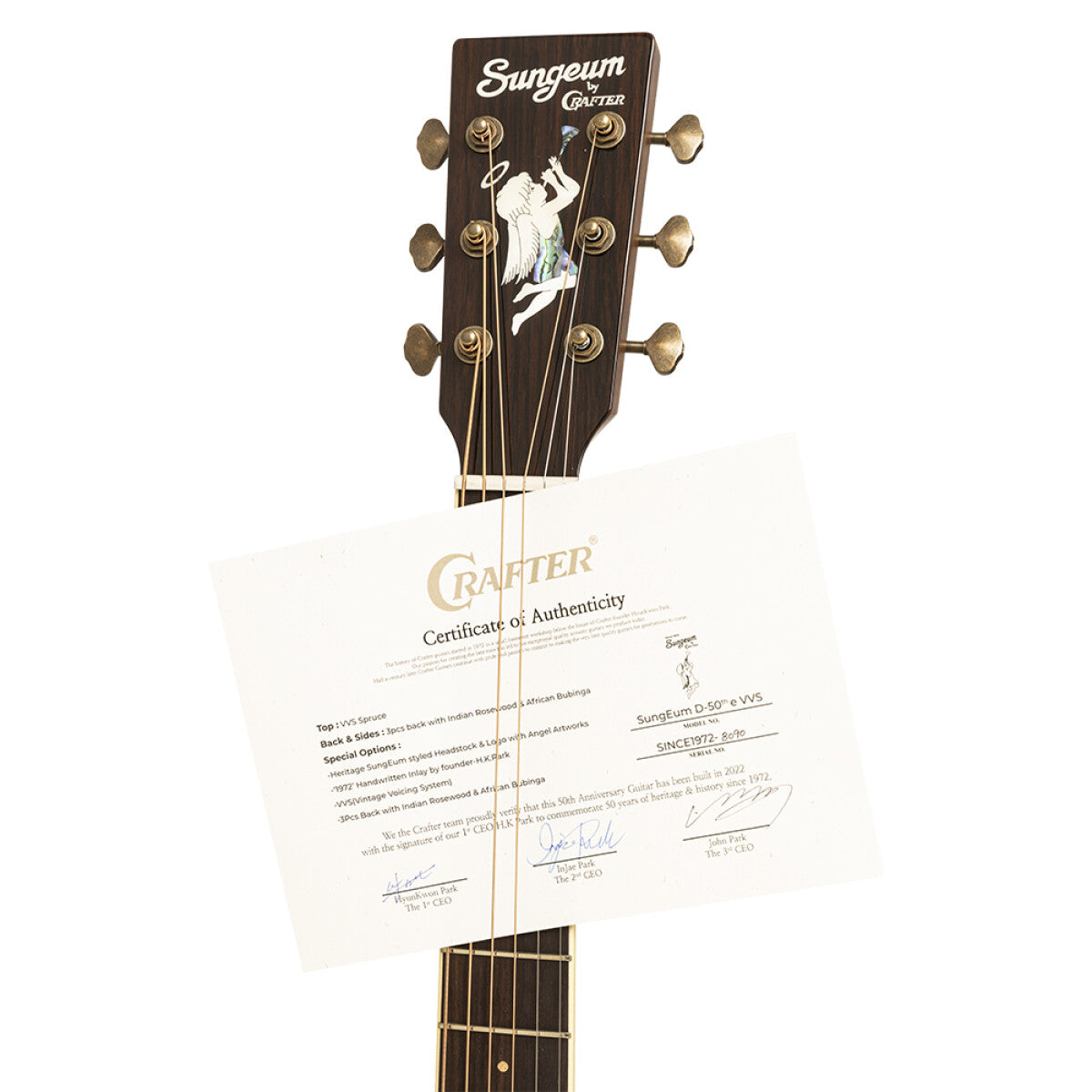 headstock with certificate