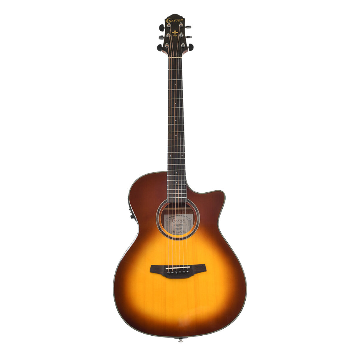 Crafter HT250-CE-BRS Silver Series 250 Orchestra Cutaway Acoustic-Electric Guitar - Brown Sunburst