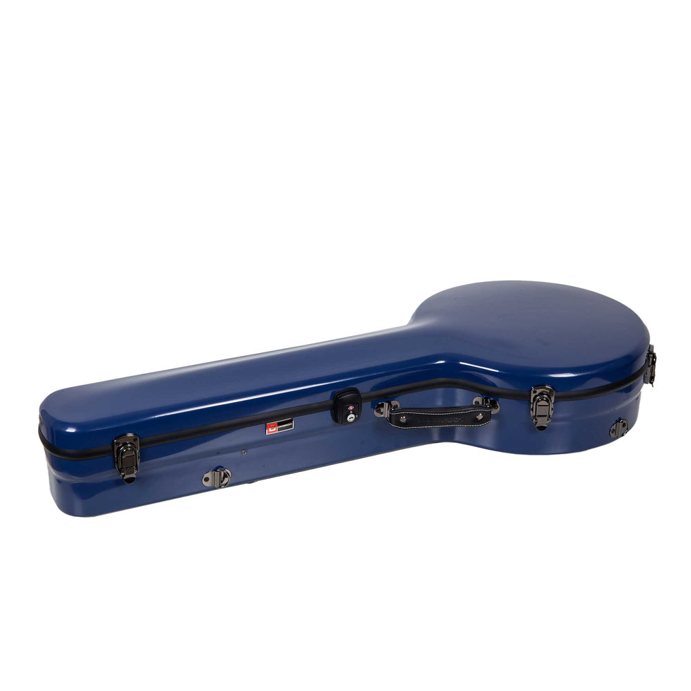Crossrock Blue fiberglass banjo case, alternate view