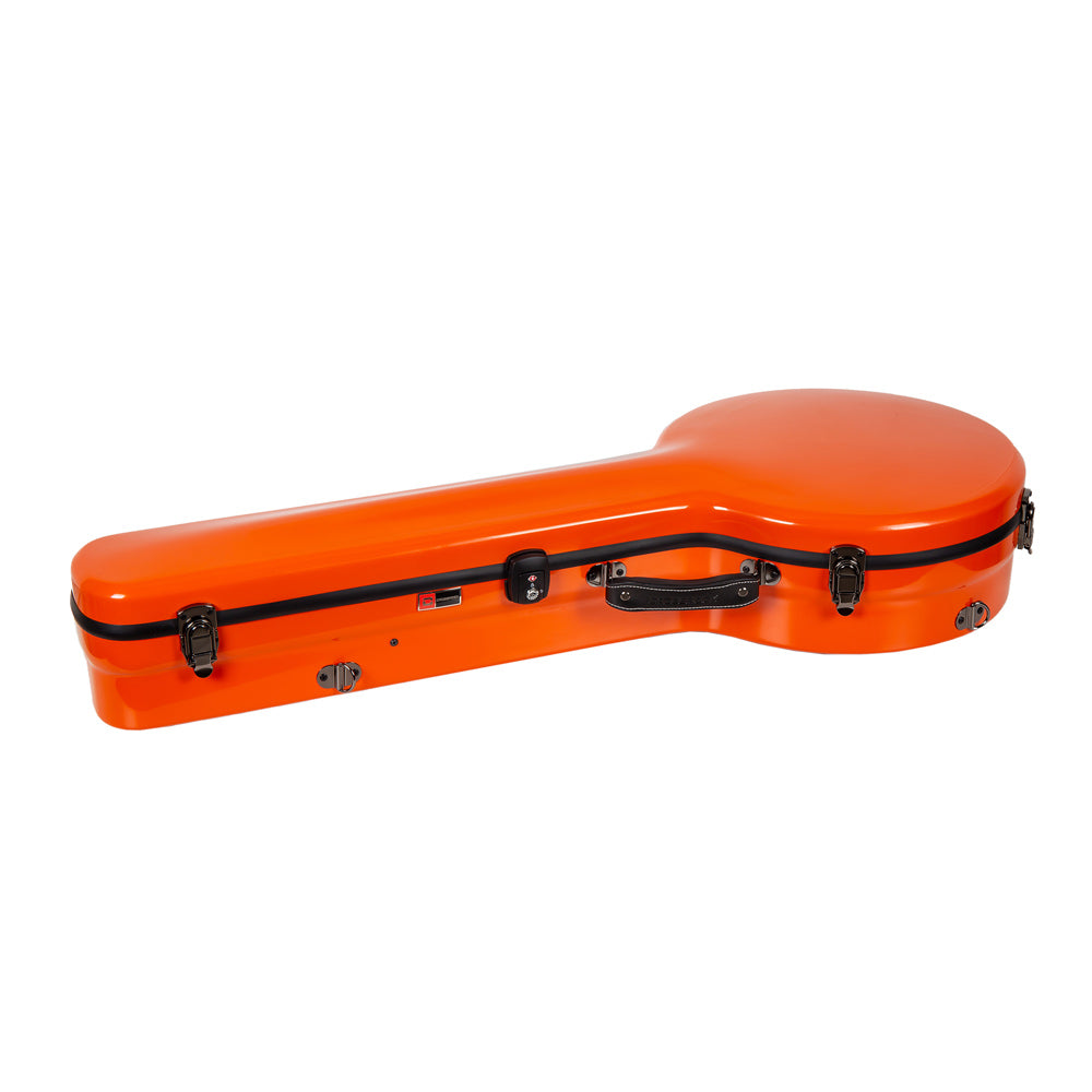 Crossrock Orange fiberglass banjo case, alternate view