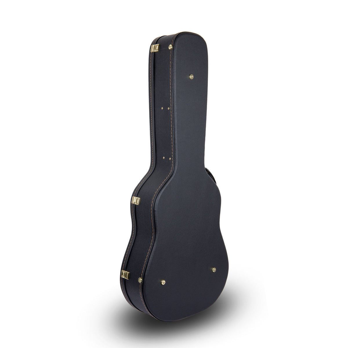 Crossrock CRW620D black wood jumbo dreadnought guitar case, back view.