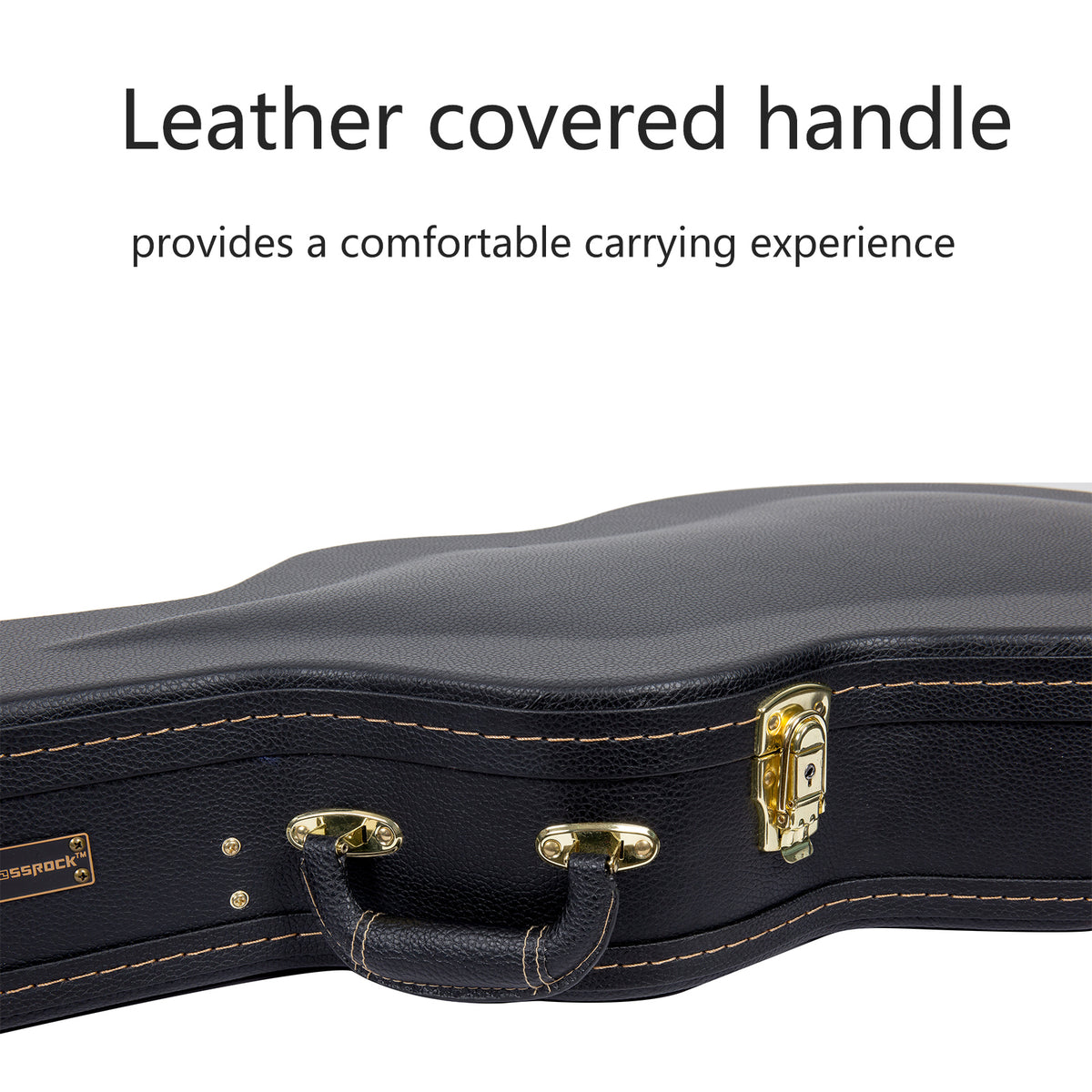 Crossrock CRW620D black wood jumbo dreadnought guitar case, interior view.