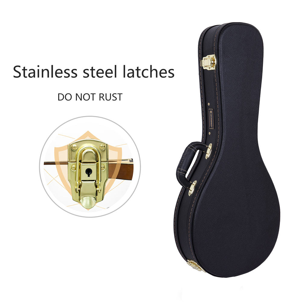 Crossrock CRW620MA black wood A-style mandolin case, interior view.