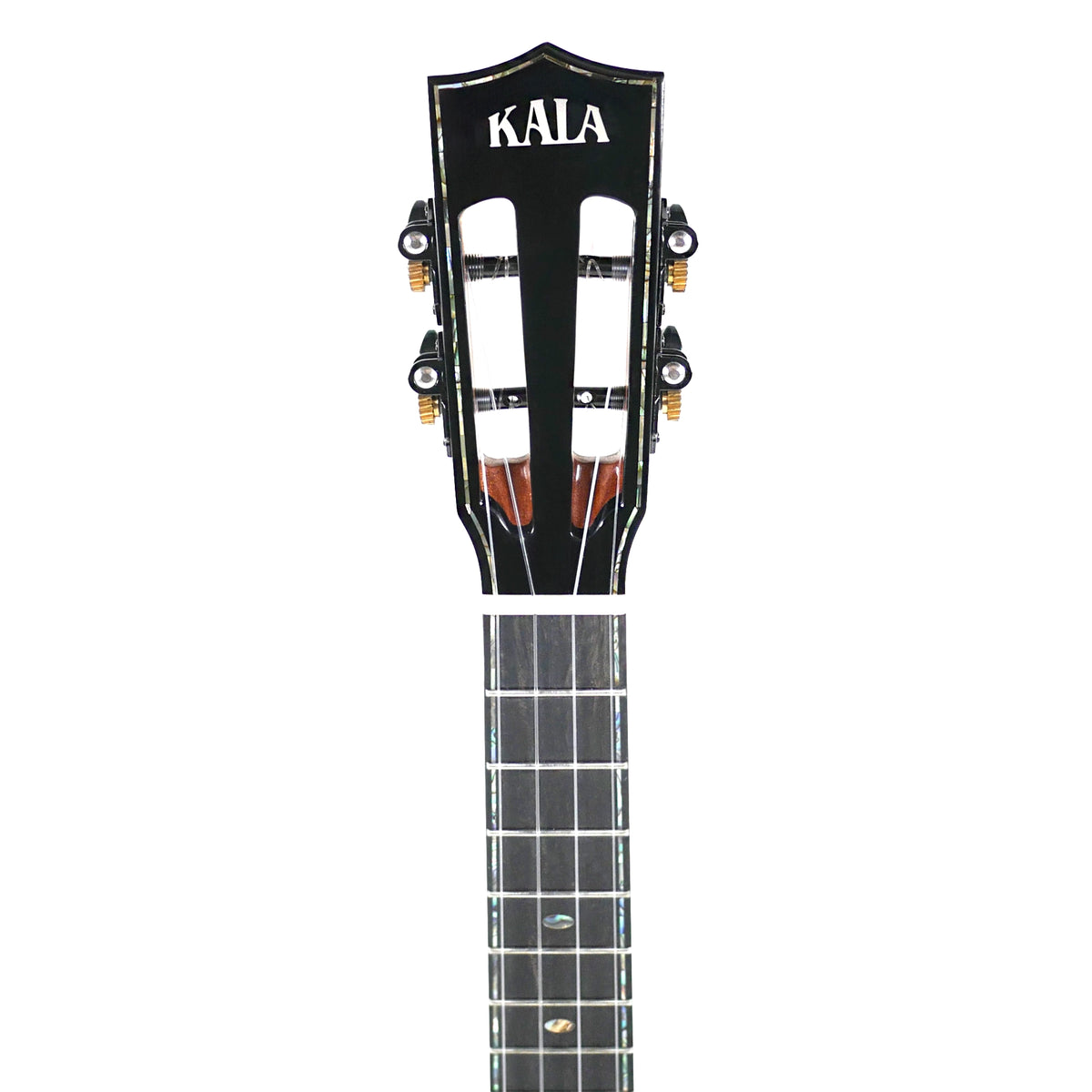 The Kala CTD-SSRW-TG-C Tenor Ukulele features a slotted headstock and ebony fretboard with decorative inlays.