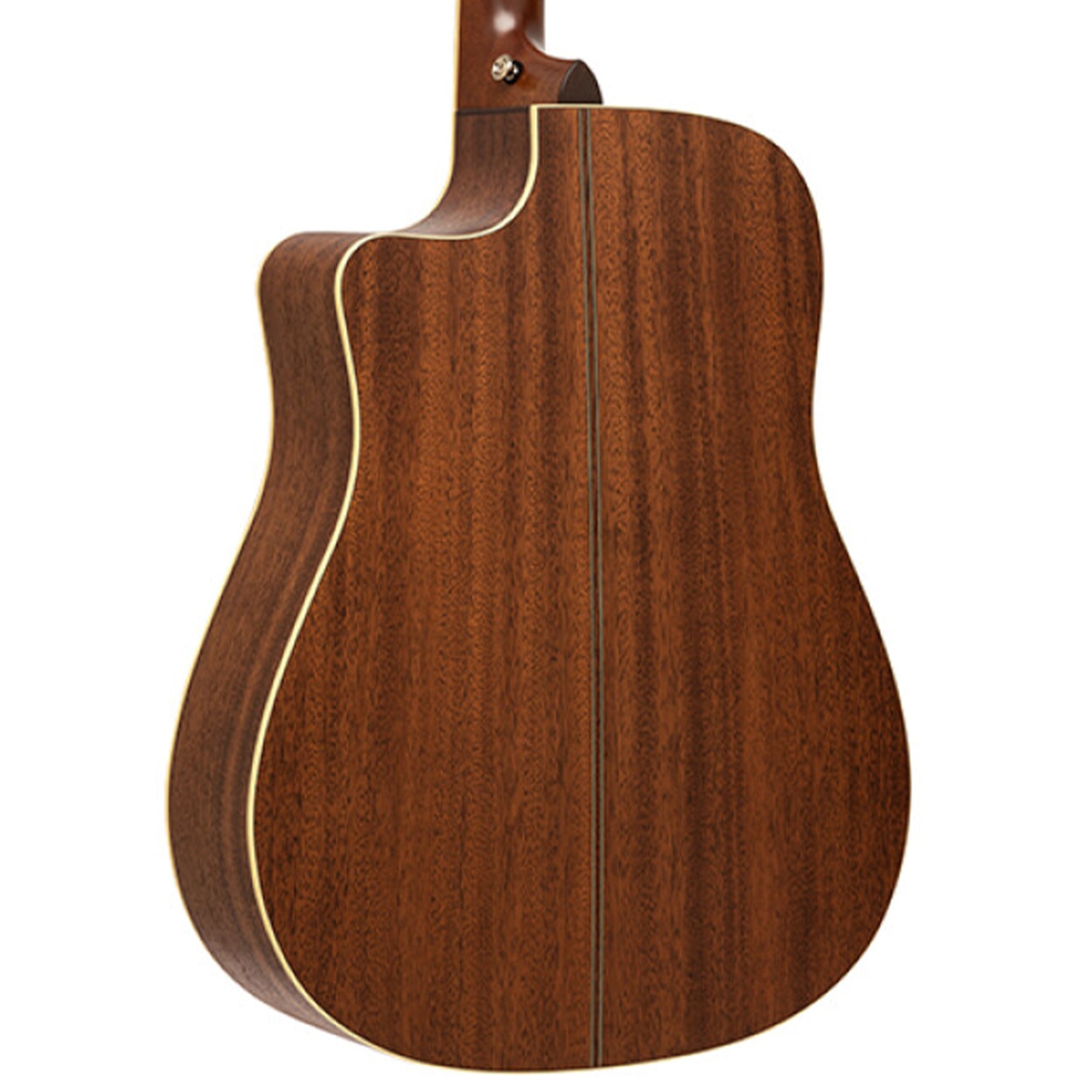 Close-up of a Crafter ES-MAHO DCE guitar body on a white background
