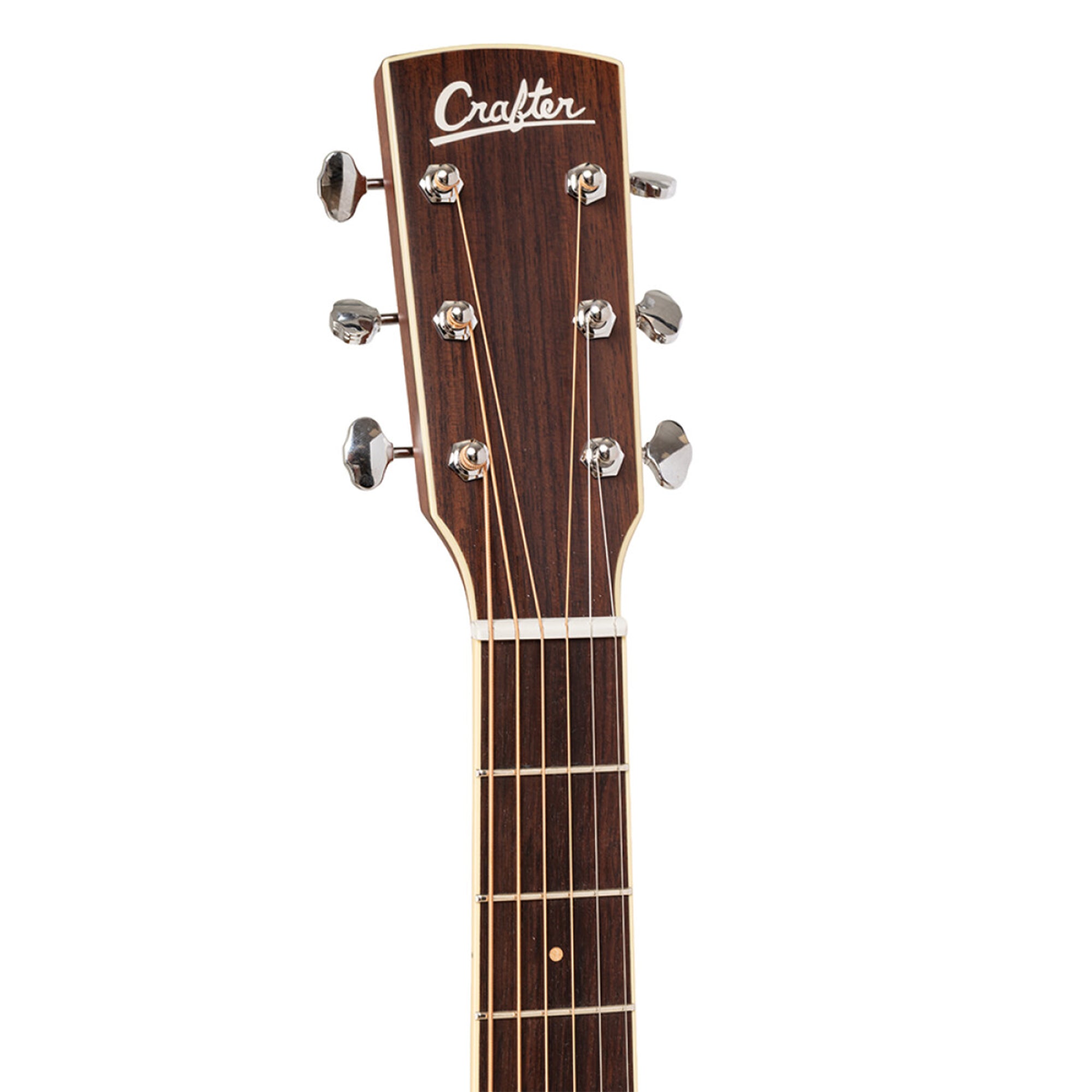 Guitar headstock with 'Crafter' branding on a white background