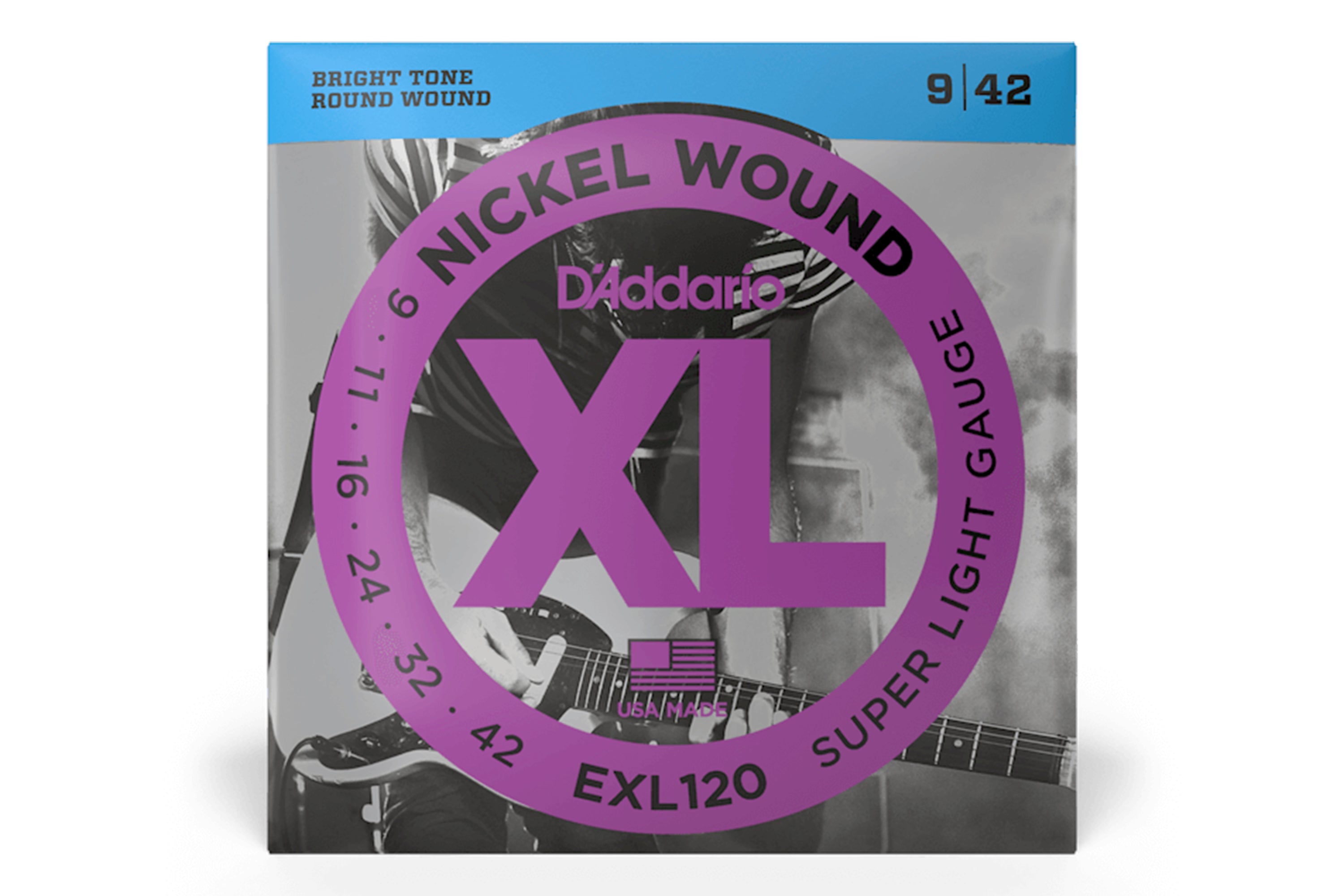 D'Addario EXL120 Nickel Wound Electric Guitar Strings, Super Light - .009-.042