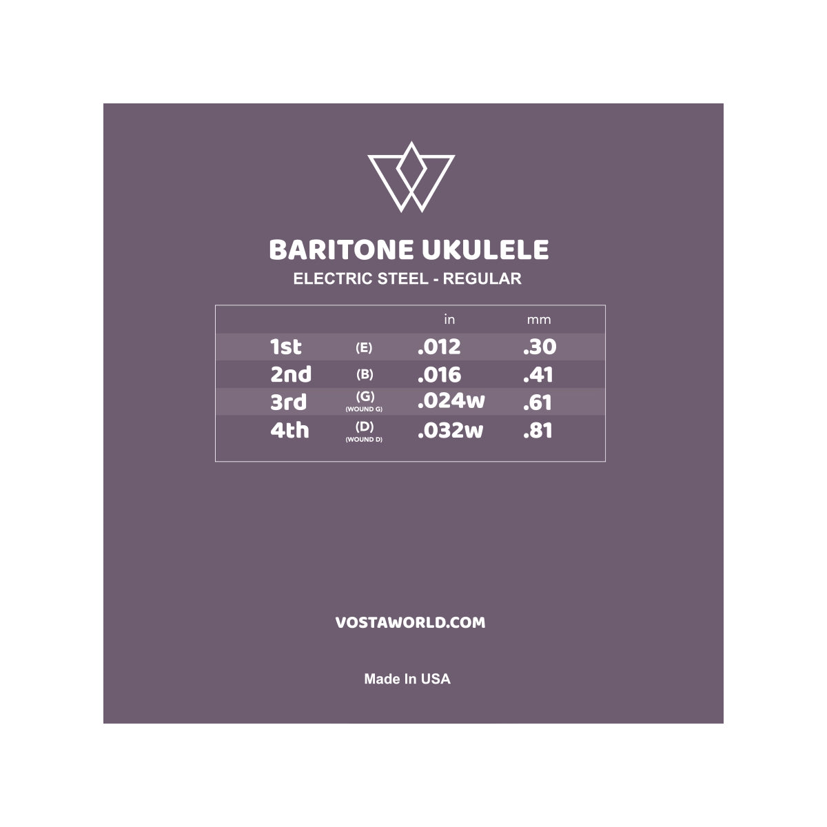 Vosta Regular Electric Baritone Ukulele Strings