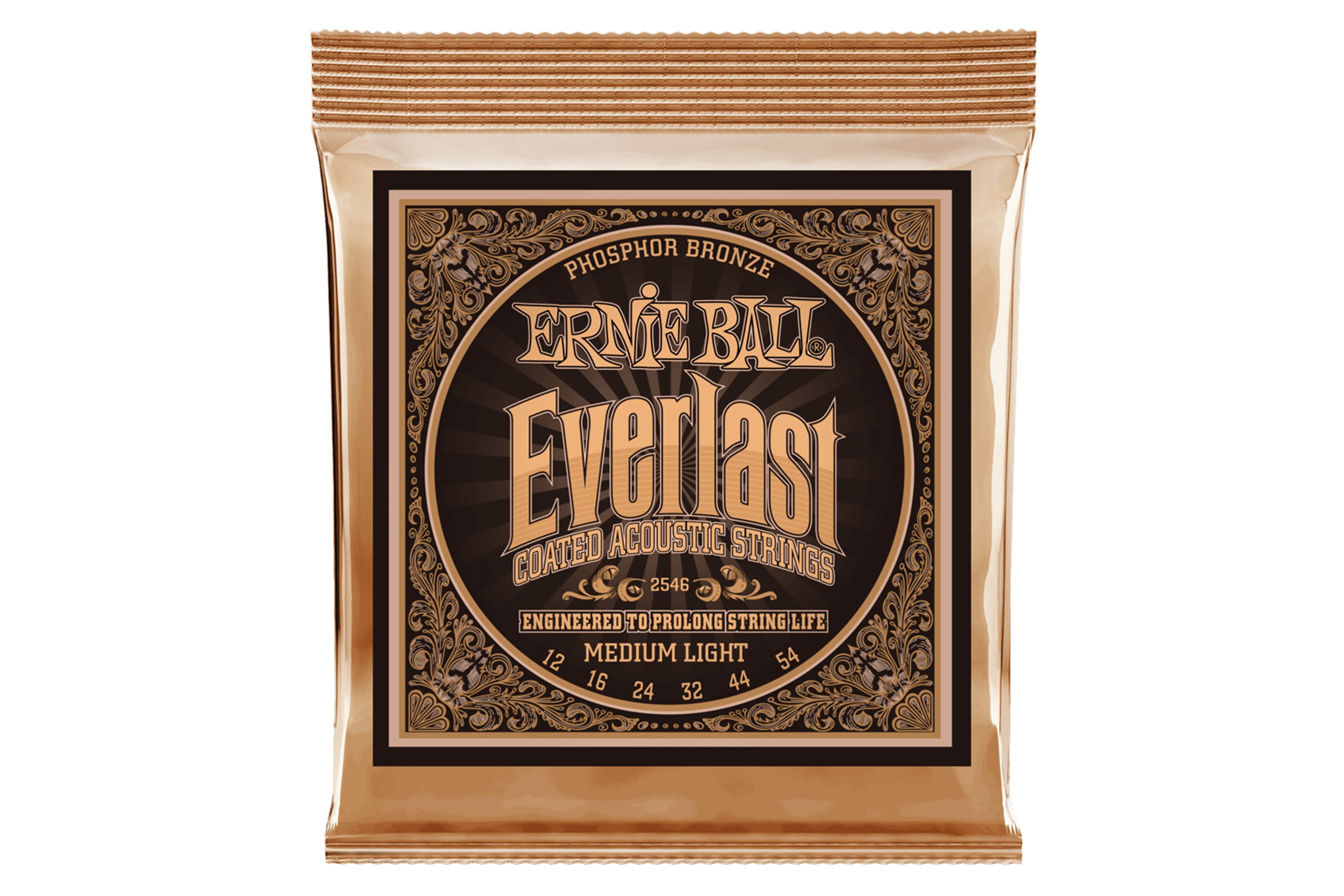 Ernie Ball Everlast Medium Light Coated Phosphor Bronze Acoustic Guitar Strings - 12-54 GAUGE