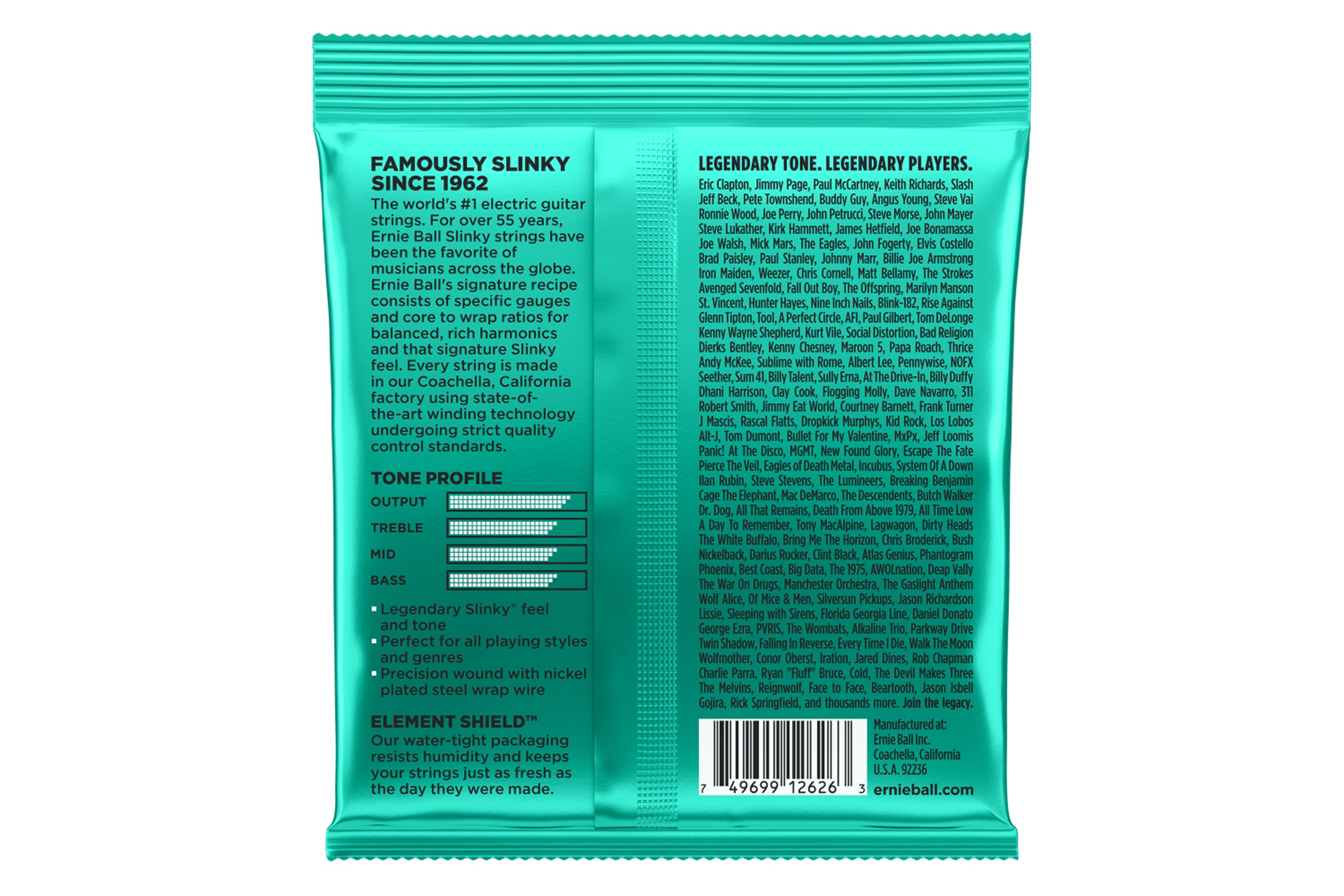 Ernie Ball Not Even Slinky Nickel Wound Electric Guitar Strings - 12-56
