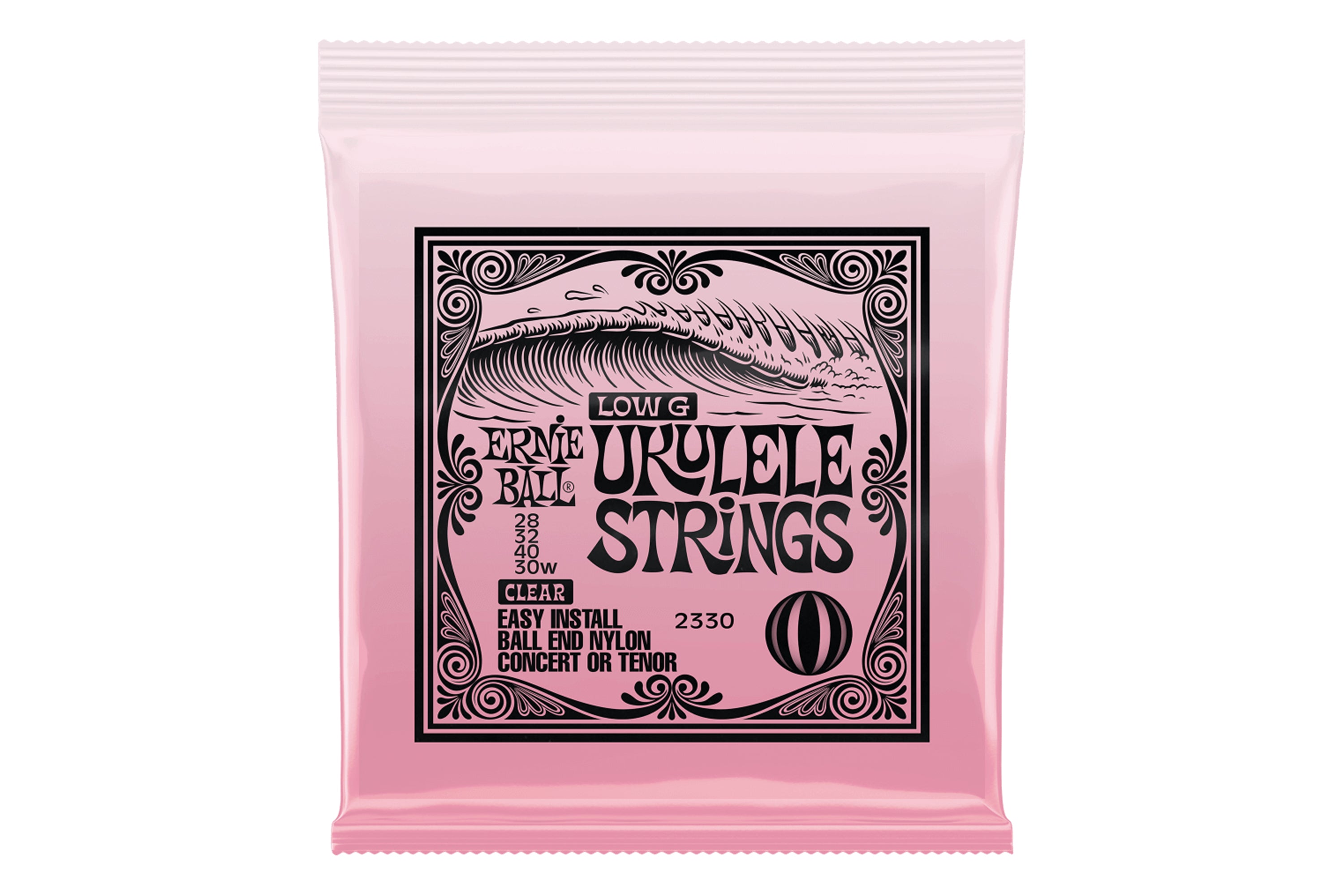 Ernie Ball Tenor and Concert Ukulele Ball End Clear Nylon Strings - WOUND LOW G