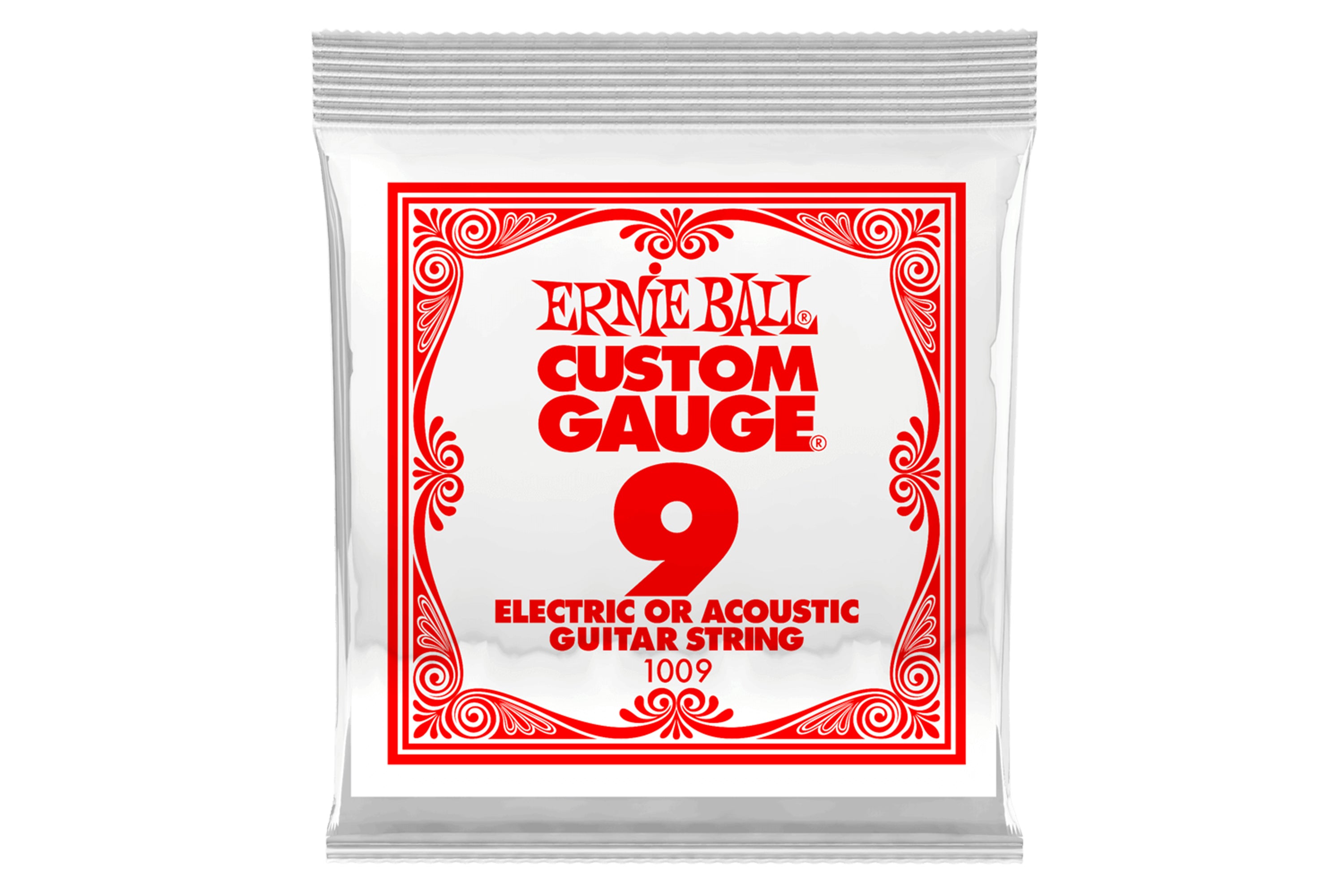 Ernie Ball Plain Steel String Electric or Acoustic Guitar SINGLE STRING - .009 Gauge