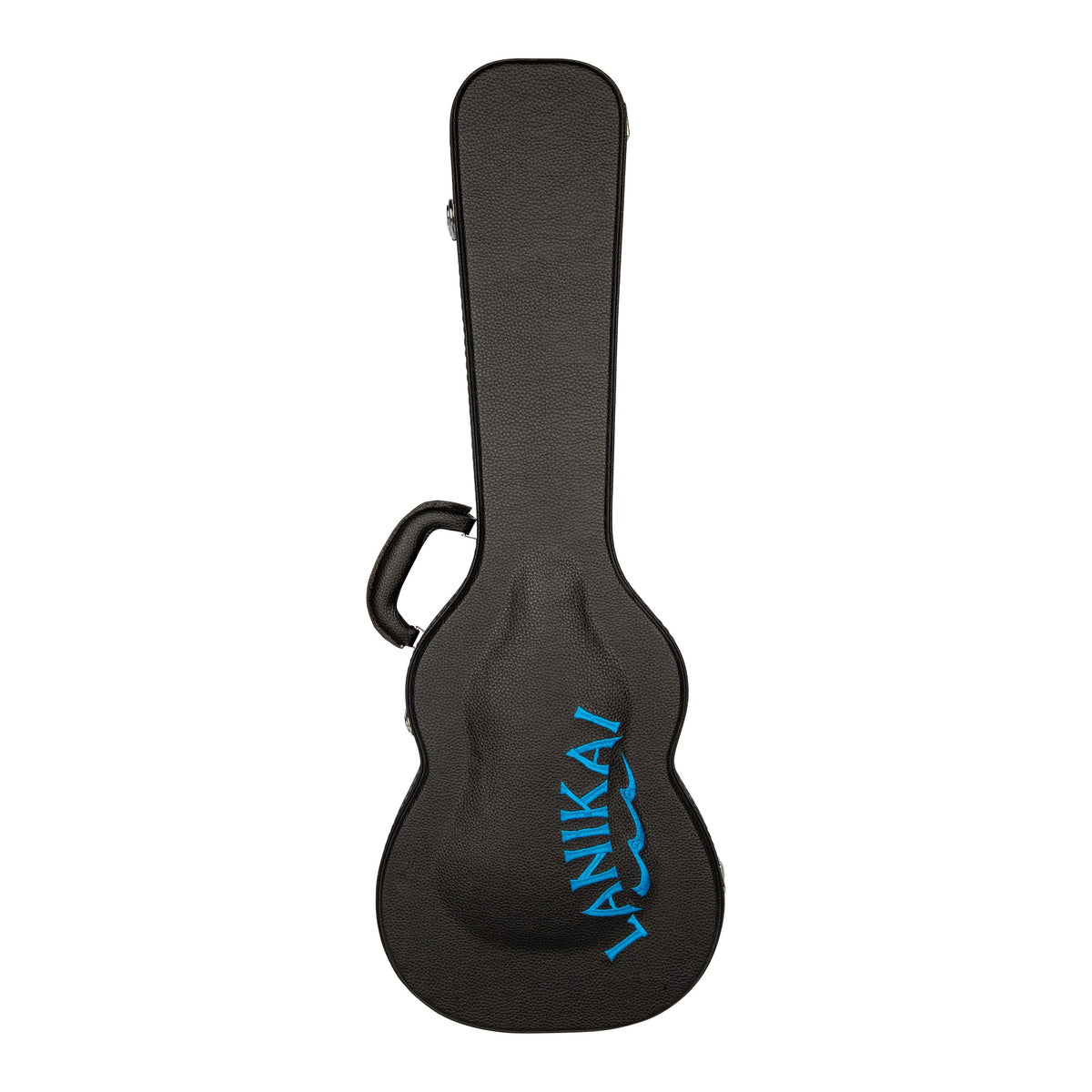 Lanikai HWC-B Baritone Ukulele Hardshell Wood Case, front view with the embroidered Lanikai logo